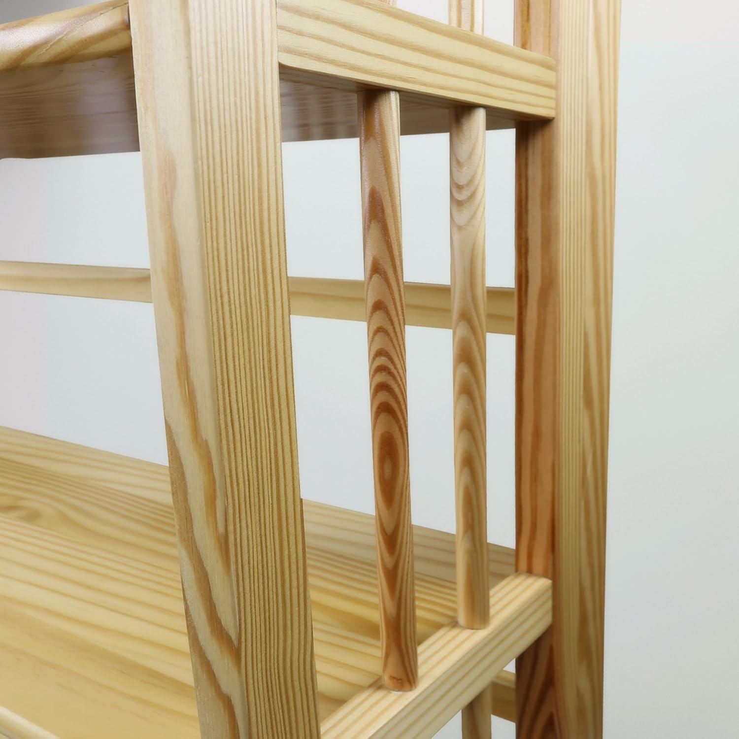 3-Shelf Folding Stackable Bookcase 27.5" Wide-Natu