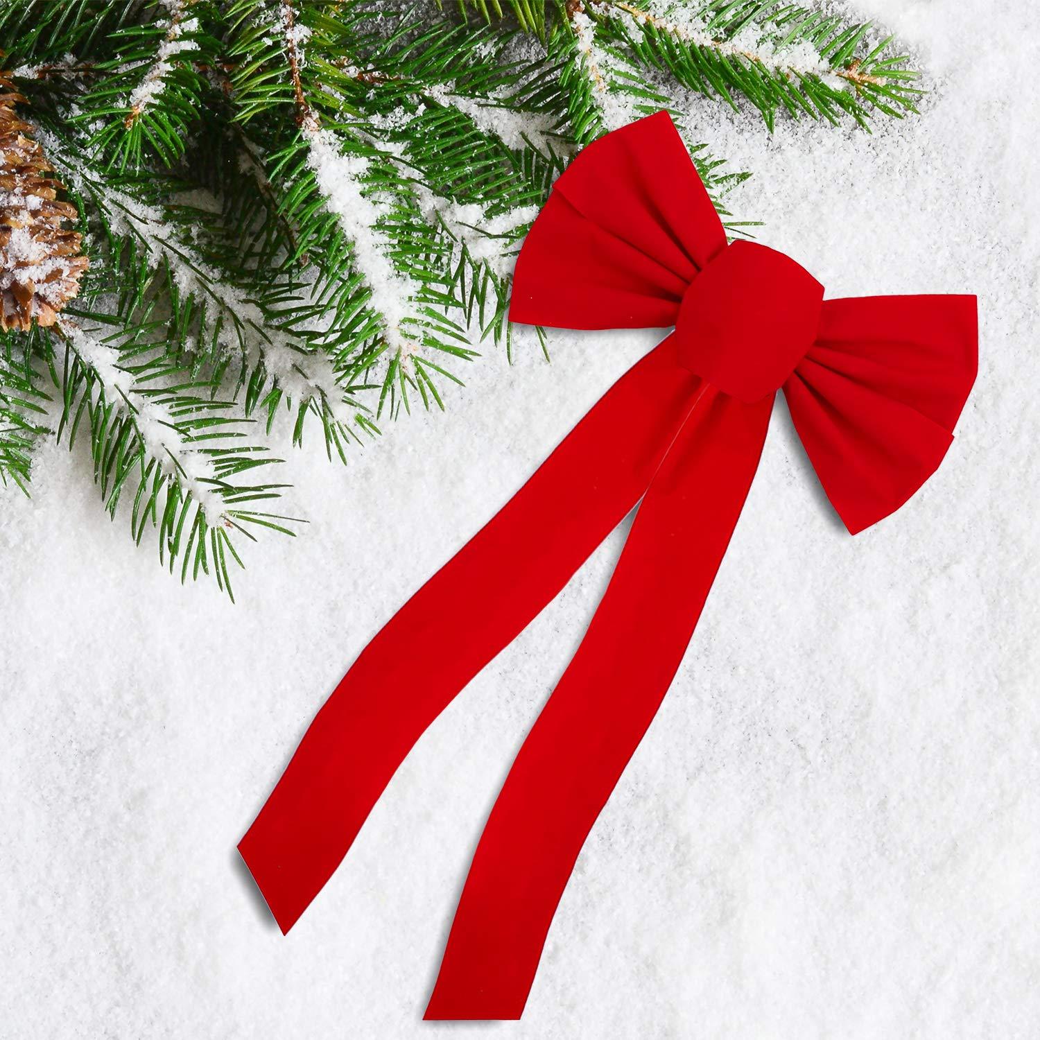 JOYFY 12pcs Christmas Red Velvet Bow Decoration for Christmas Party