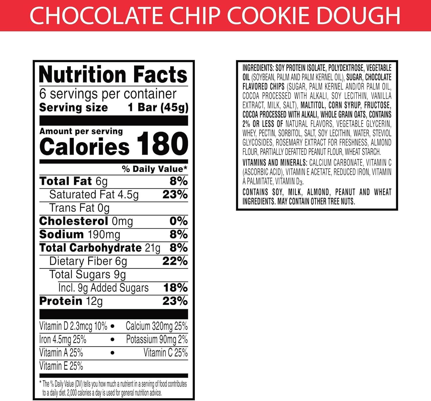 Special K Bar Protein Meal Bars, Chocolatey Chip Cookie Dough, 6 Count