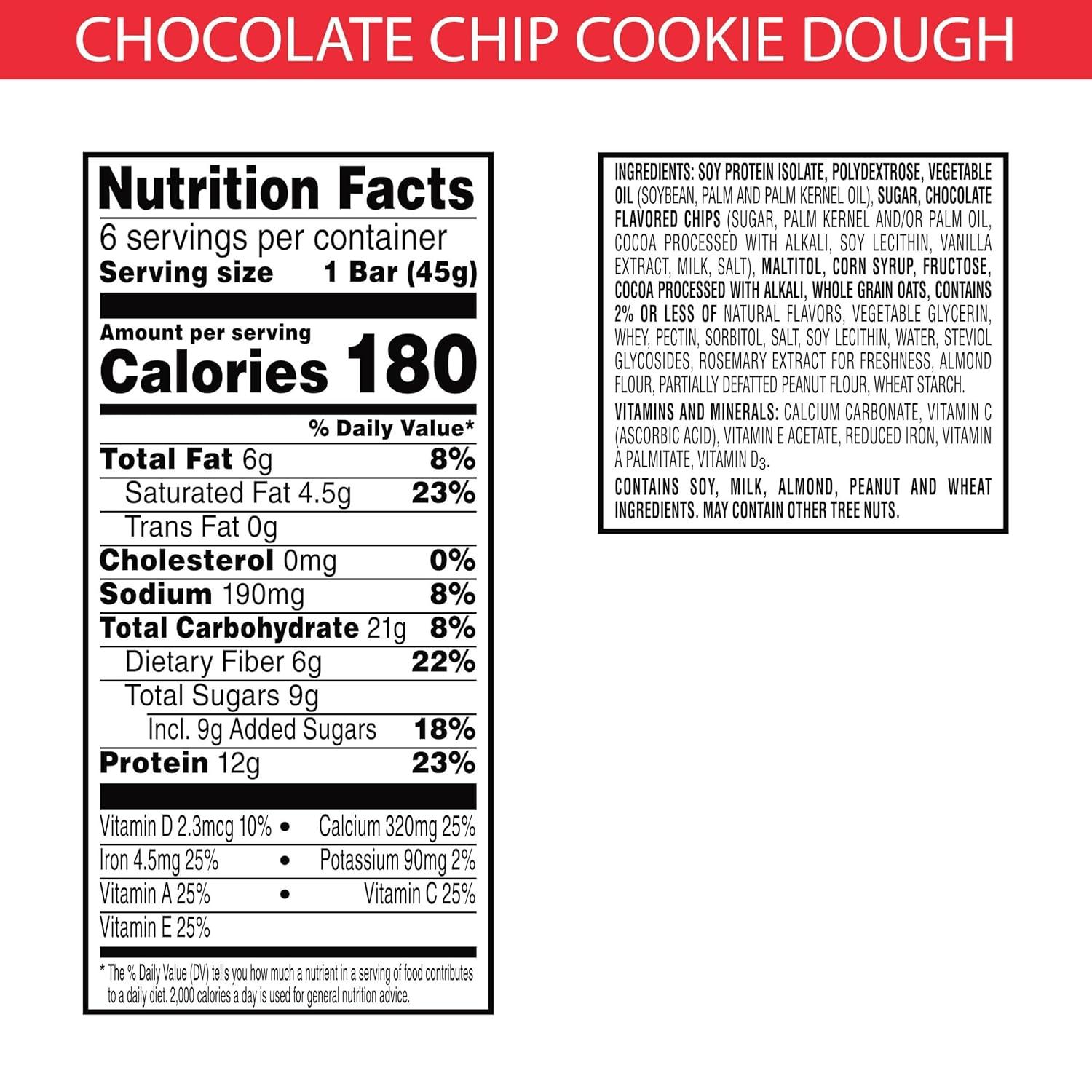 Special K Bar Protein Meal Bars, Chocolatey Chip Cookie Dough, 6 Count