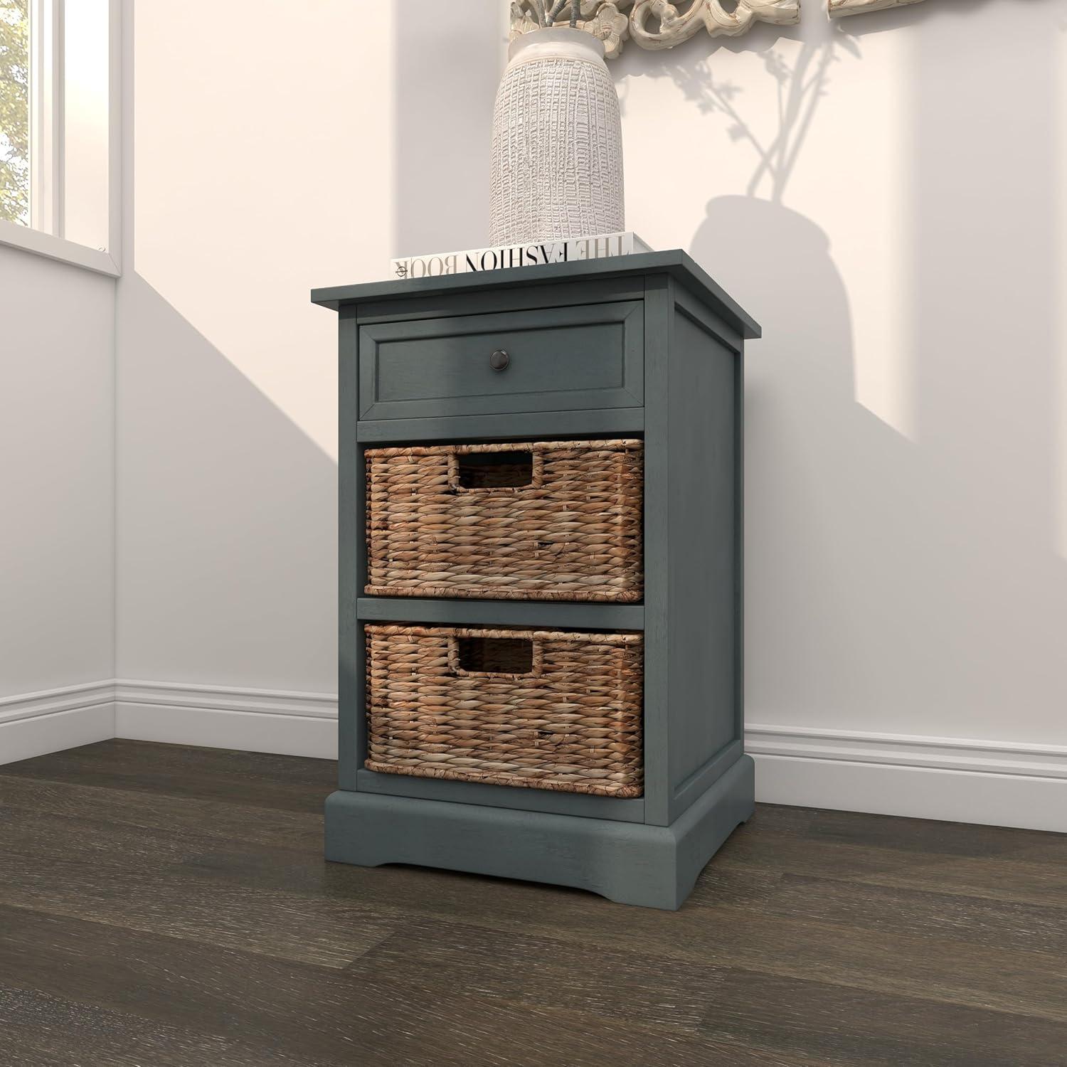 Wooden Side Chest with Wicker Drawers Brown - Olivia & May
