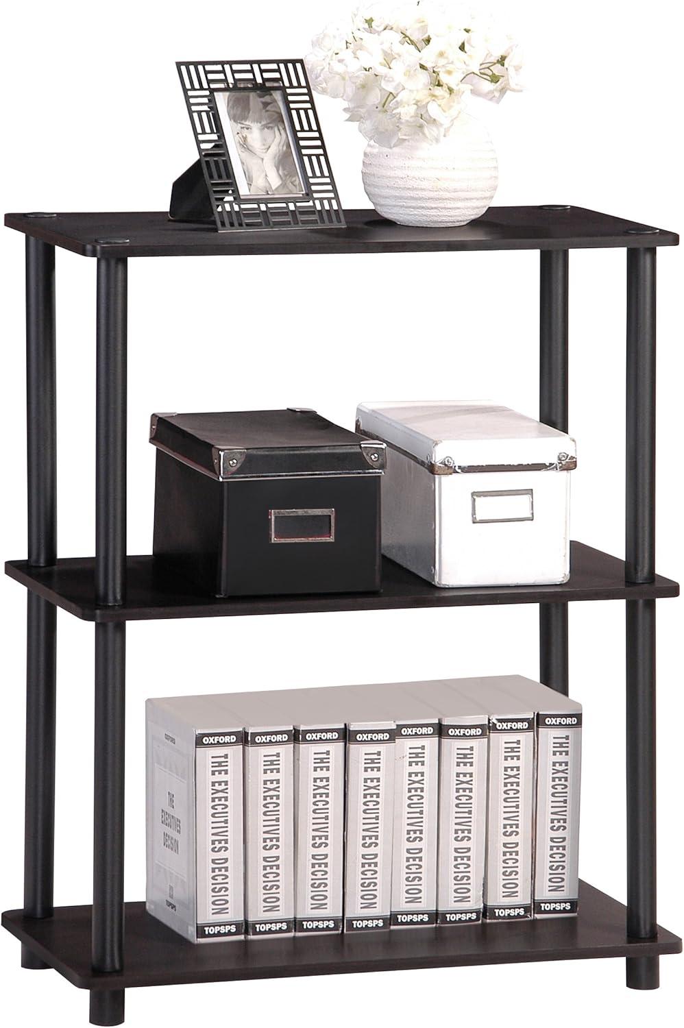 Furinno 3-Tier Decorative Bookshelf Open Multipurpose Shelf Bookcase Freestanding Display Rack with Classic Tube,Beech/White