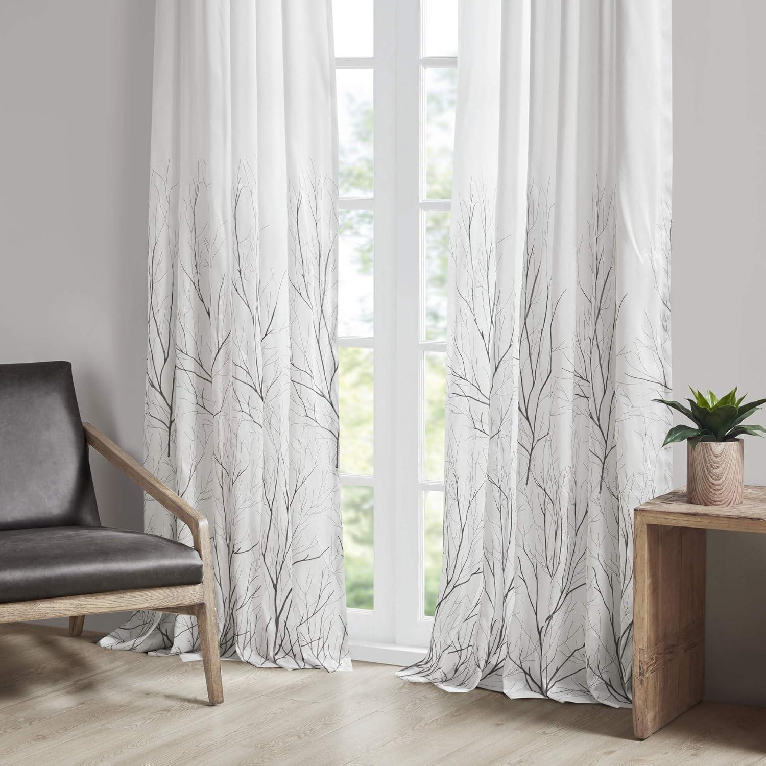 Andora Embroidered Branch Rod Pocket Single Curtain Panel