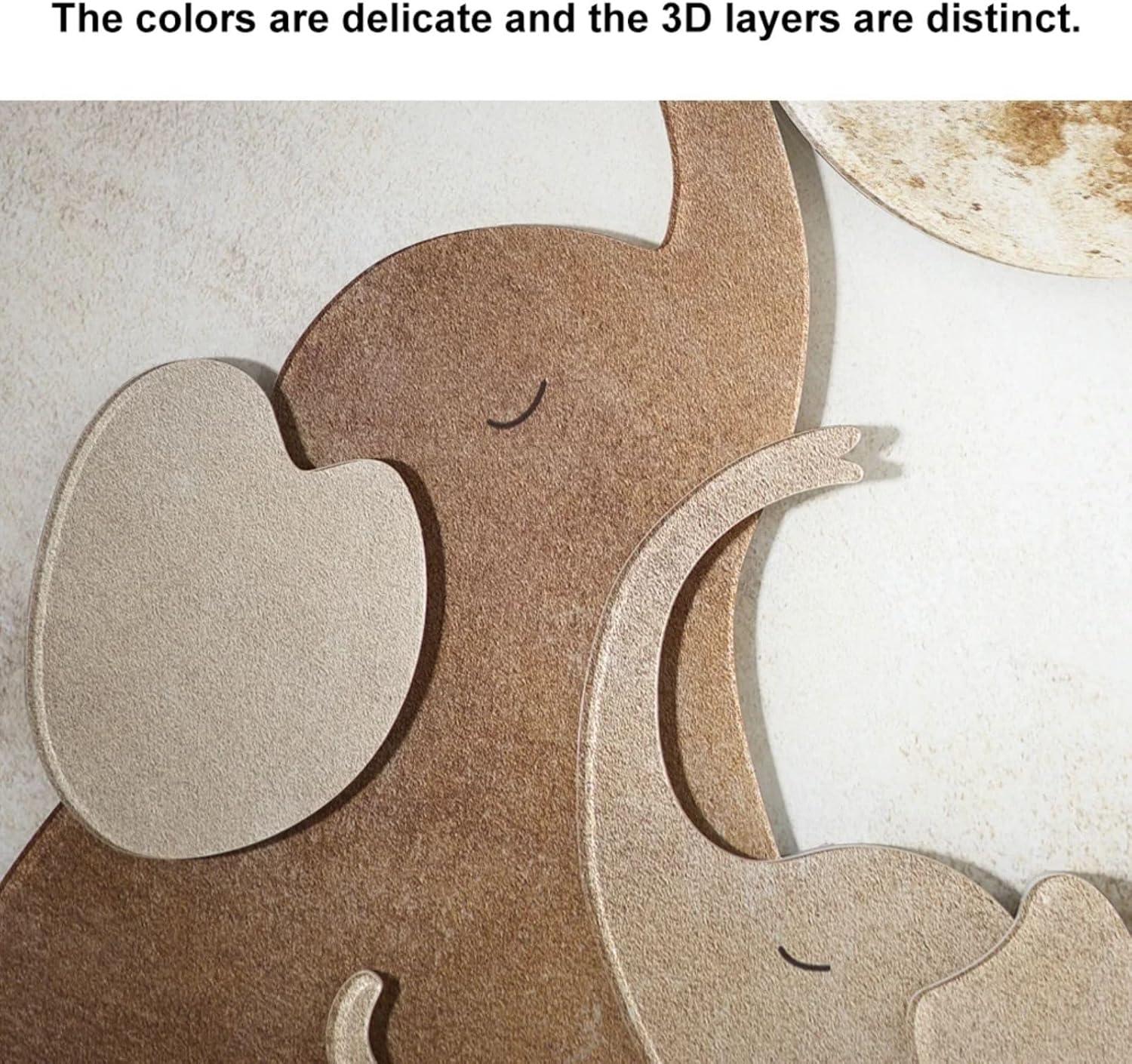 Homary 31.5" Arched LED 3D Acrylic Elephant Moon Wall Sculpture Art Decor Living Room Bedroom