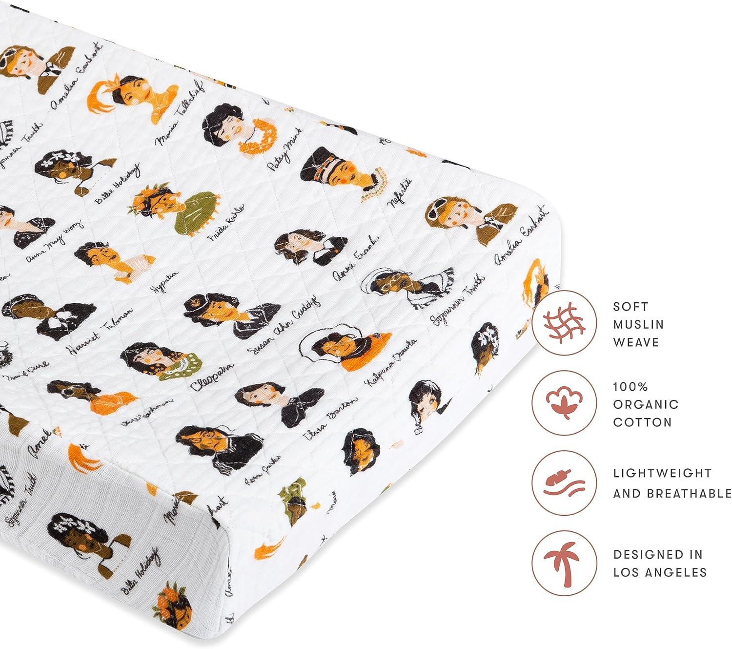 Babyletto Women In History Quilted Muslin Changing Pad Cover - White