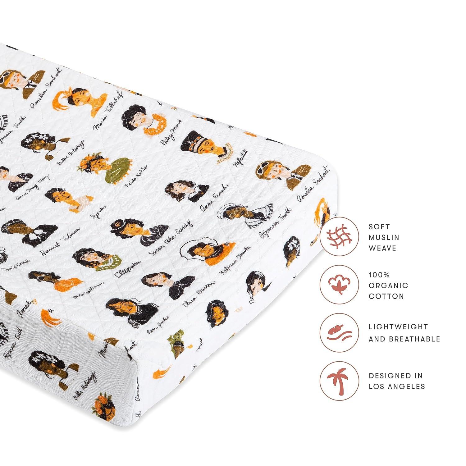 Babyletto Women In History Quilted Muslin Changing Pad Cover - White