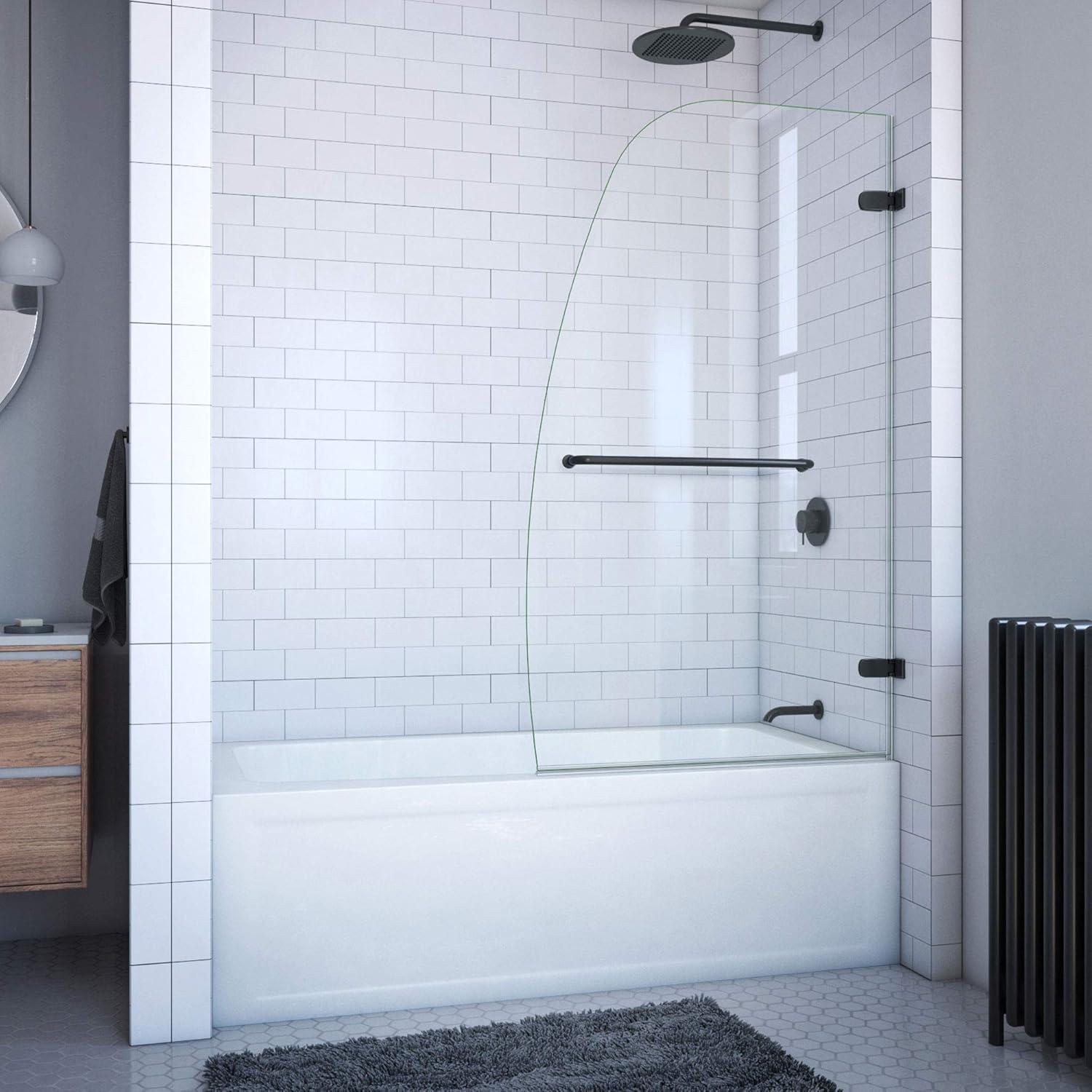 DreamLine Aqua Uno 34 in. W x 58 in. H Frameless Hinged Tub Door in Chrome