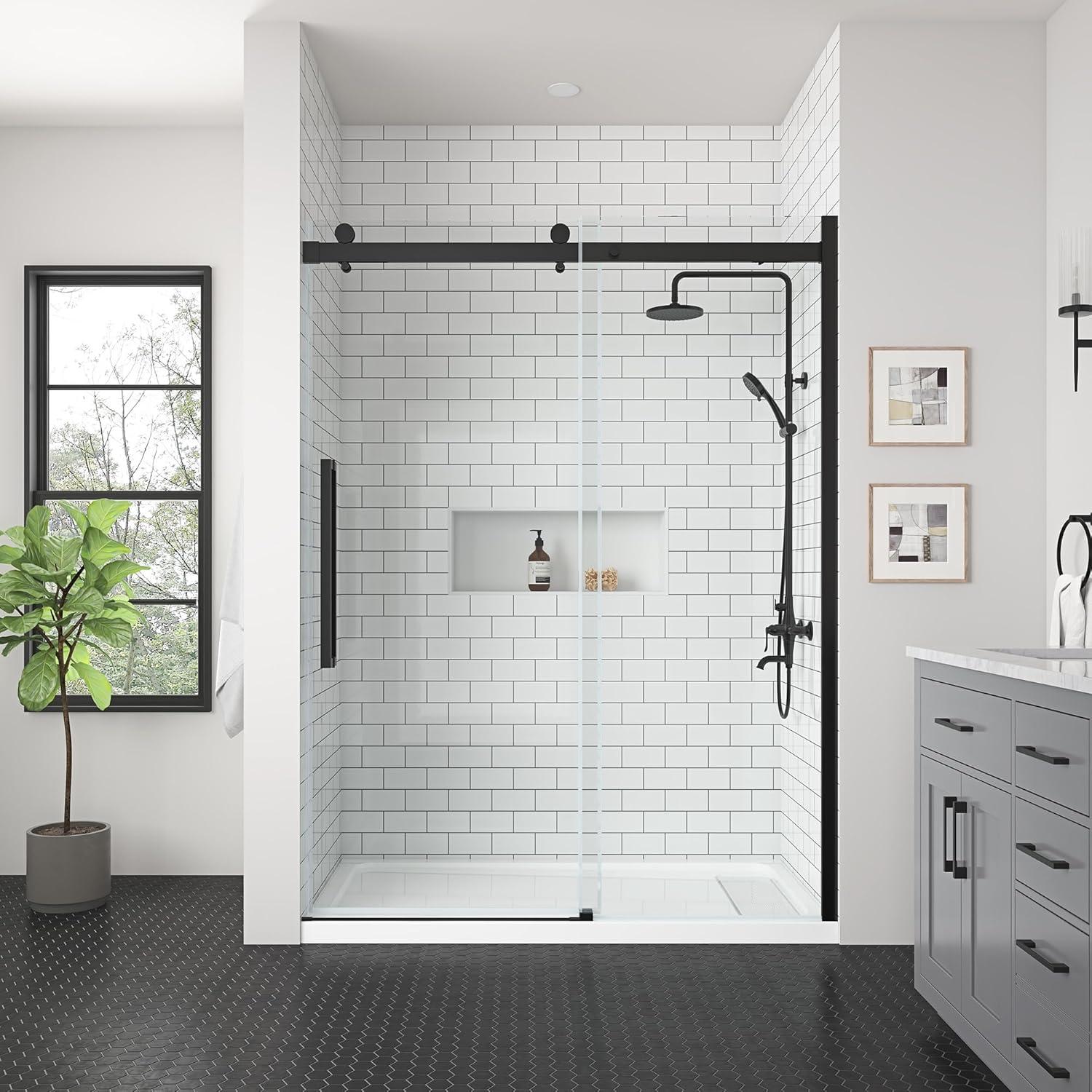 OVE Decors Bel Soft Close Brushed Nickel 2-Piece 32-in x 60-in x 81-in Base/Door Rectangular Alcove Shower Kit