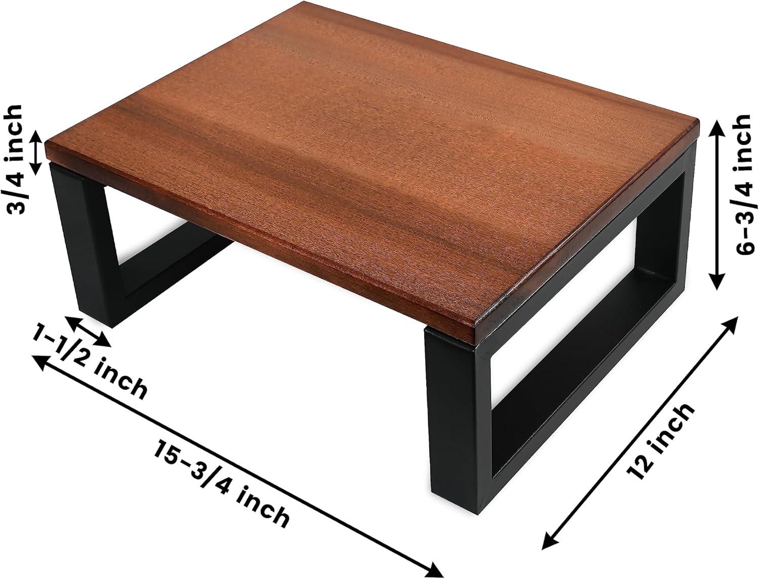 Chocolate Brown Solid Hardwood and Metal Portable Step Stool