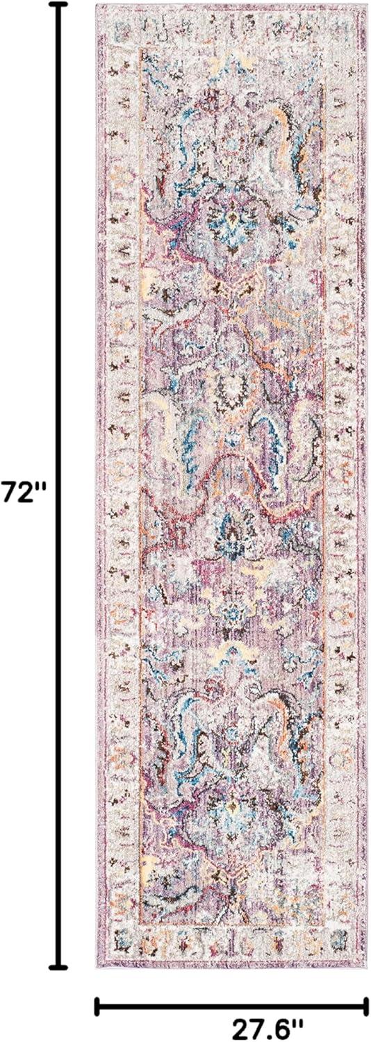Safavieh Bristol Gretchen 2 x 6 (ft) Loomed Polyester Lavender/Light Gray Rectangular Indoor Distressed/Overdyed Vintage Runner rug