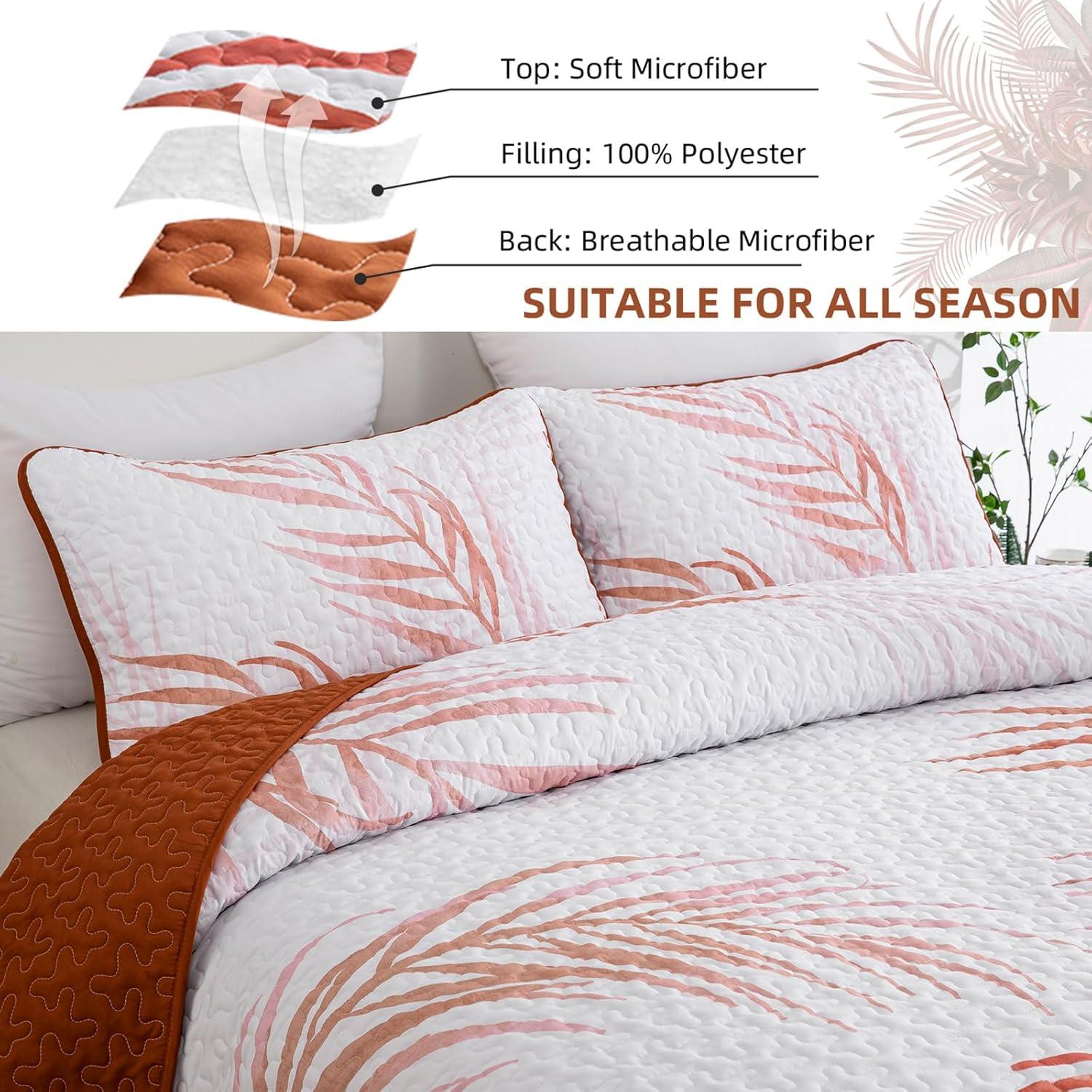 Ambesonne Ambesonne Palm Leaf Bedspread Set Forest Leaves Frame Hunter Green