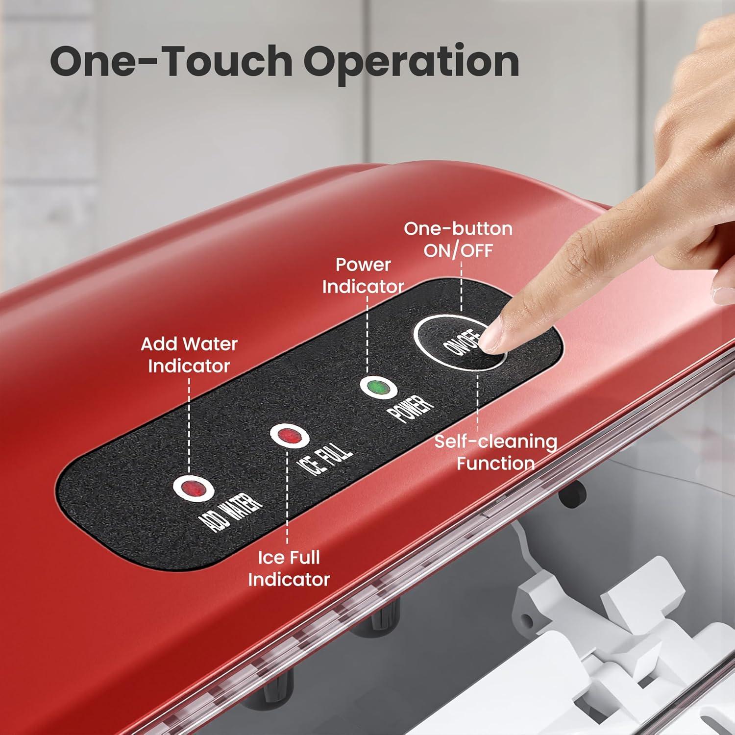 Antarctic Star Countertop Ice Maker Ice Machine With Handle,Self-Cleaning Ice Makers, 26Lbs/24H, 9 Ice Cubes Ready In 6 Mins For Home/Kitchen/Bar/Party/Camping