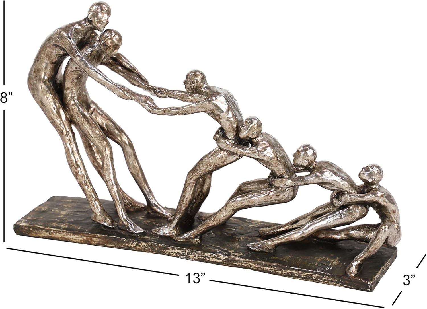13" x 8" Silver Polystone People Sculpture, by DecMode