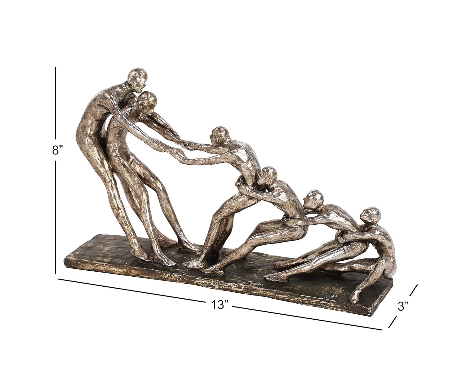 13" x 8" Silver Polystone People Sculpture, by DecMode