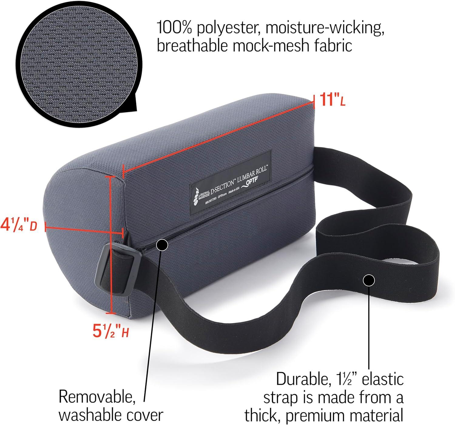 OPTP The Original McKenzie D-Section Lumbar Roll – USA Made Low Back Lumbar Support Pillow for Office, Back Pillow for Car and Travel