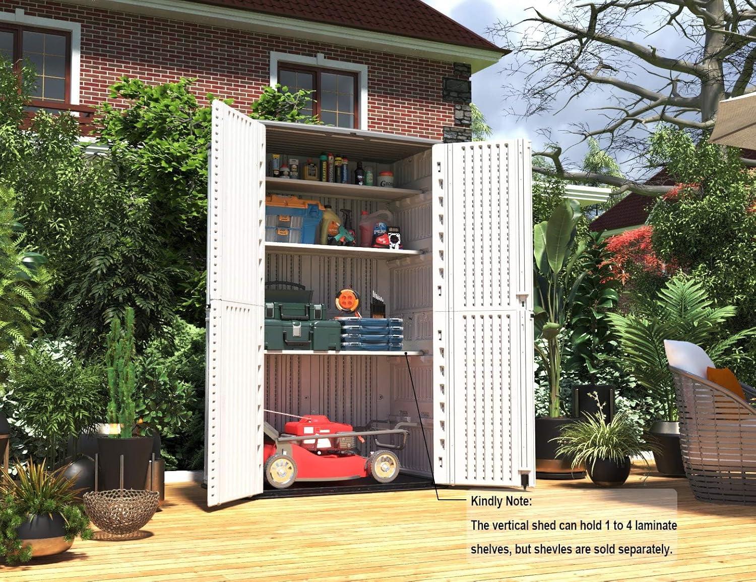 ADDOK 34 Cu.ft Outdoor Storage Shed, Horizontal Storage Unit Weather Resistance, Thick HDPE Resin Storage Cabinet for Backyards, Patio, Garden(White)