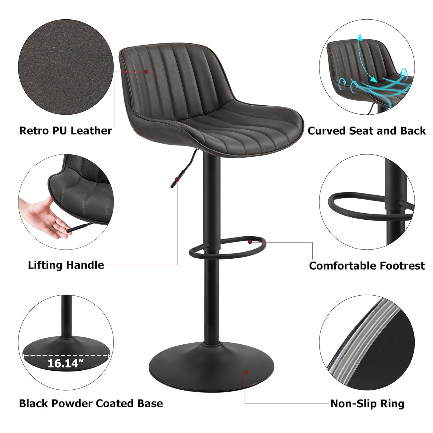 17 Stories Set of 2 Open Backrest Adjustable Swivel Barstools