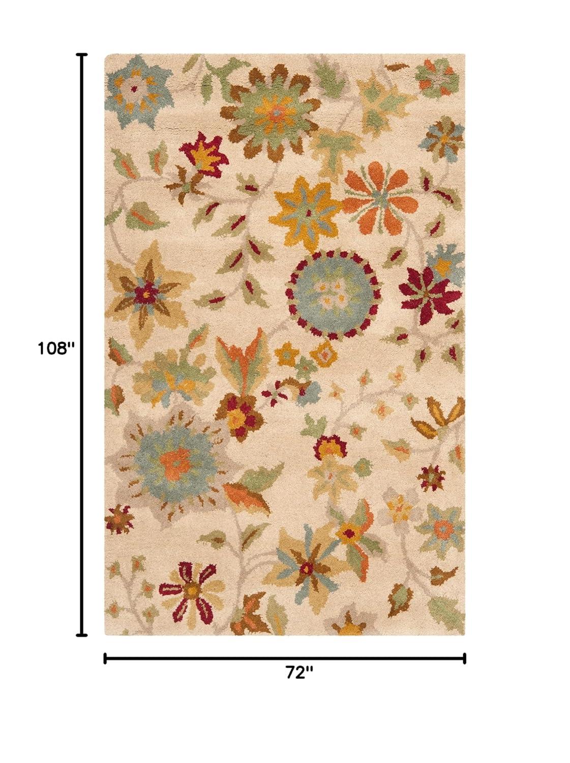 SAFAVIEH Soho Peronel Floral Wool Area Rug, Ivory/Sage, 6' x 9'