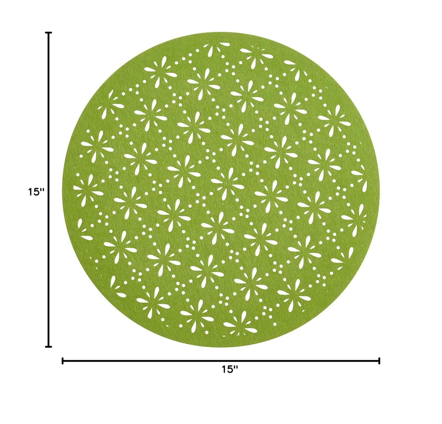 Saro Lifestyle Round Cutwork Felt Table Mats (Set of 4) Kiwi