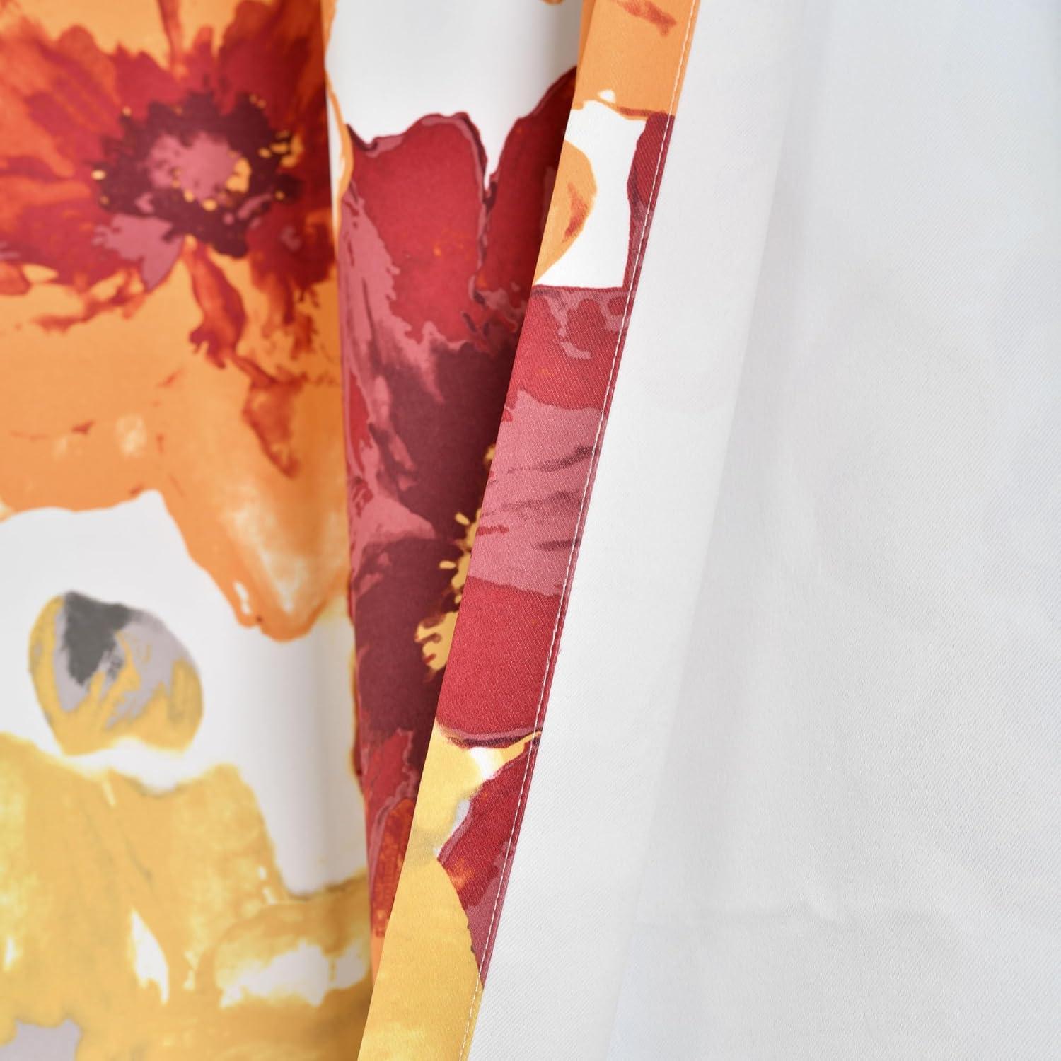 Lush Décor Leah Light Filtering Window Curtain Panels Red/Orange 52X63 Set