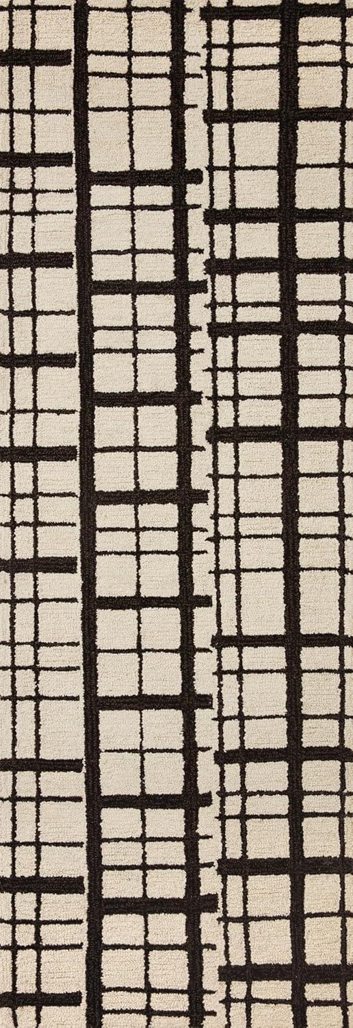 Chris Loves Julia x Loloi Polly Checkered Hand Tufted Jute/Sisal/Wool Black/Ivory Area Rug