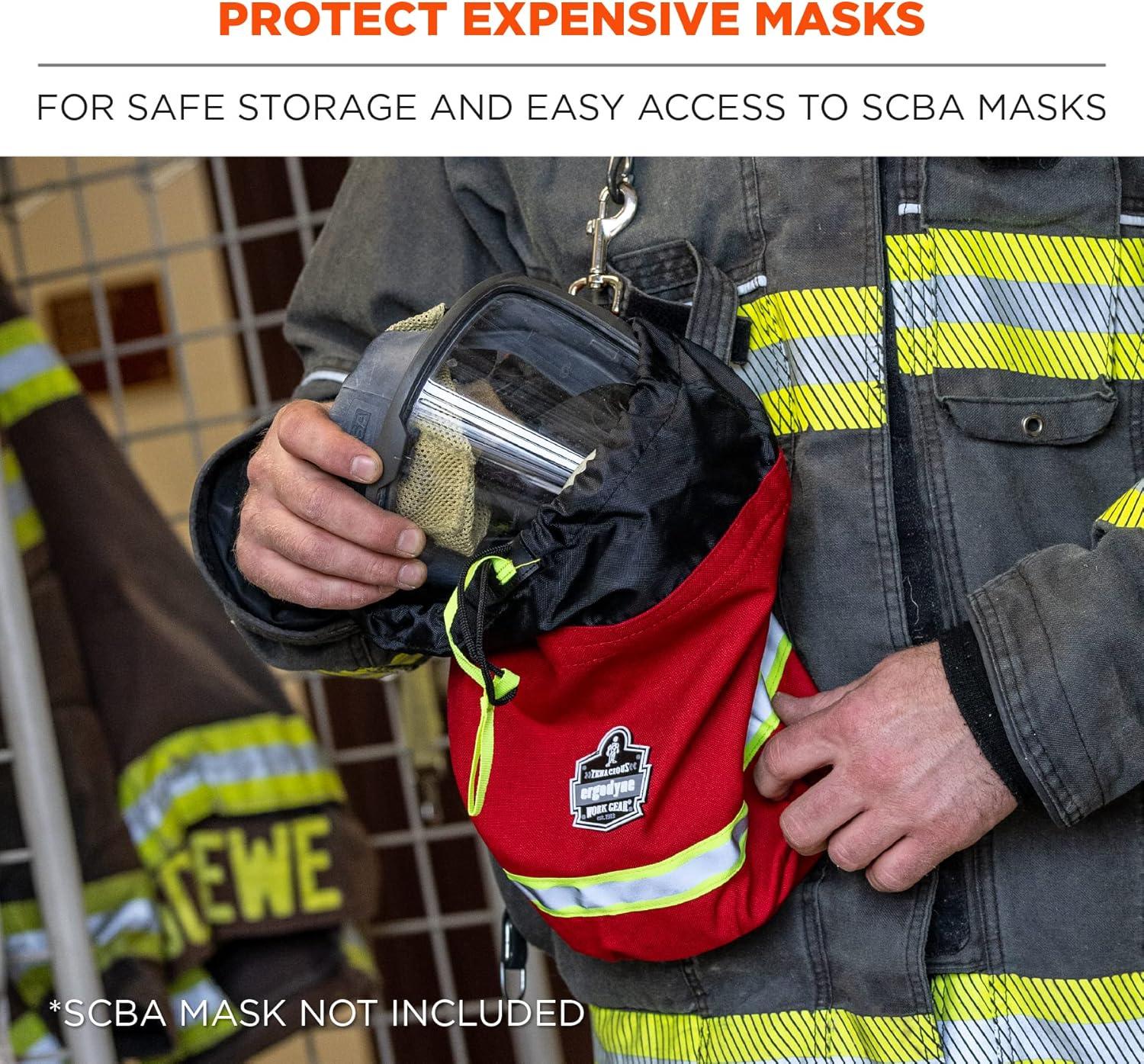 Arsenal Red Nylon Firefighter SCBA Mask Bag with Drawstring Closure