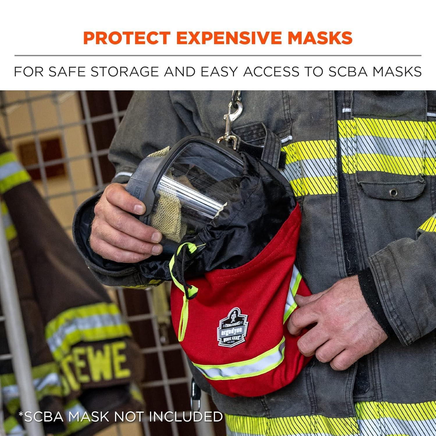 Arsenal Red Nylon Firefighter SCBA Mask Bag with Drawstring Closure