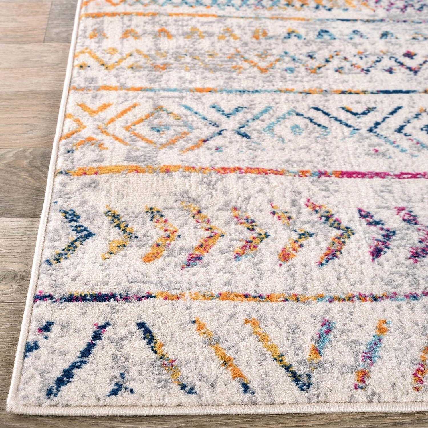 World Rug Gallery Geometric Distressed Bohemian Multicolored 2' x 7' Runner Rug