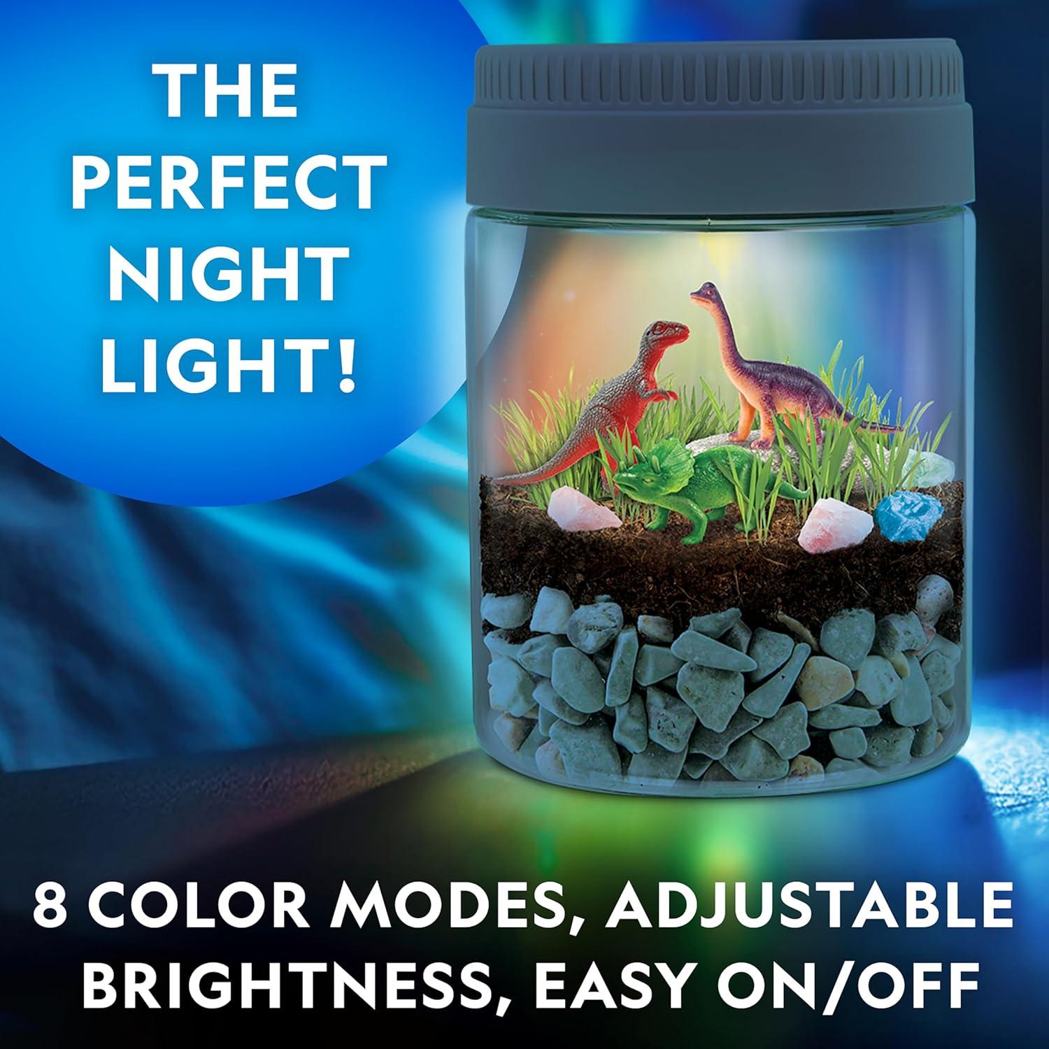 NATIONAL GEOGRAPHIC Dinosaur Terrarium YPF5 Kit for Kids - Multicolor Light Up Terrarium Kit for Kids, Build a Dinosaur Habitat with Real Plants, Science Kit, Dinosaur Toys for Kids, Kids Science