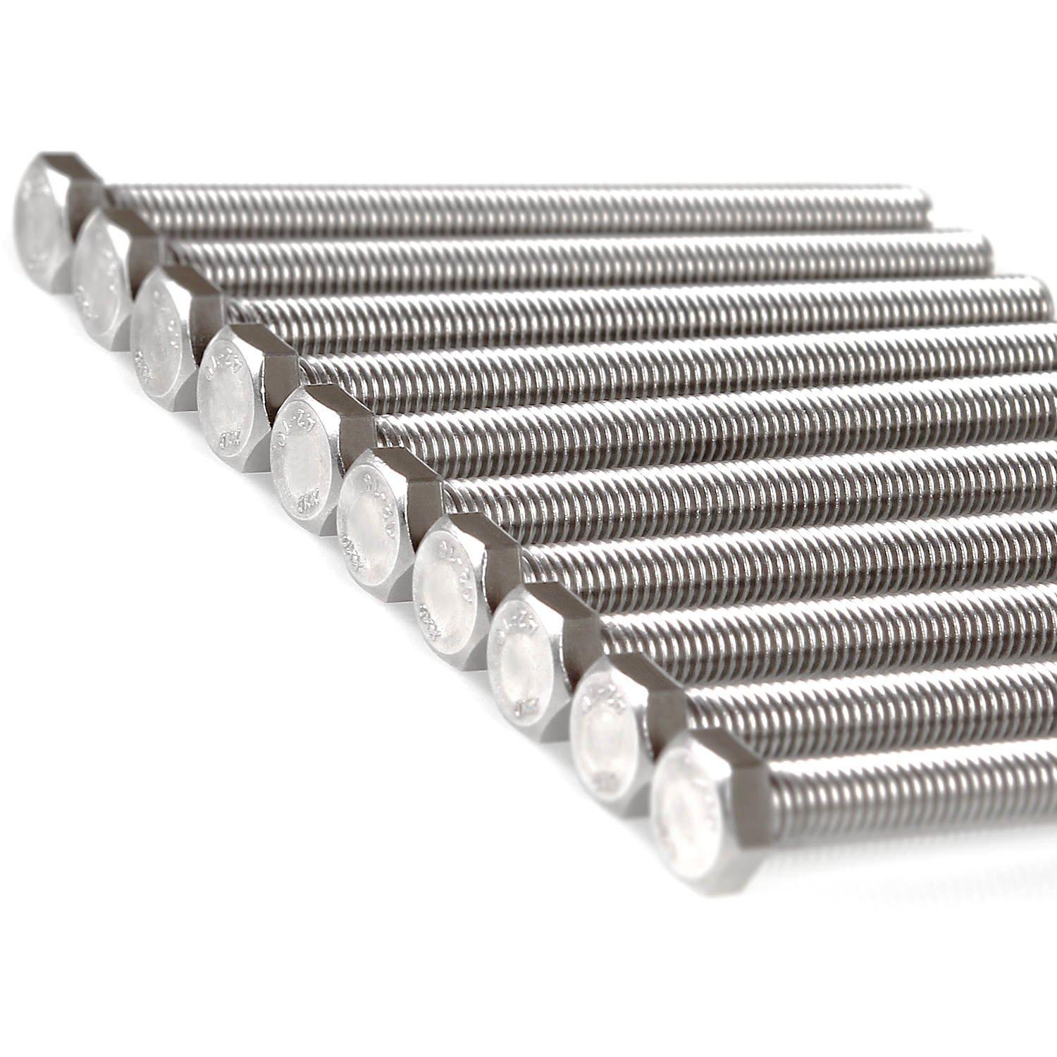 10PCS M8 Stainless Steel Fully Threaded Hex Head Bolts