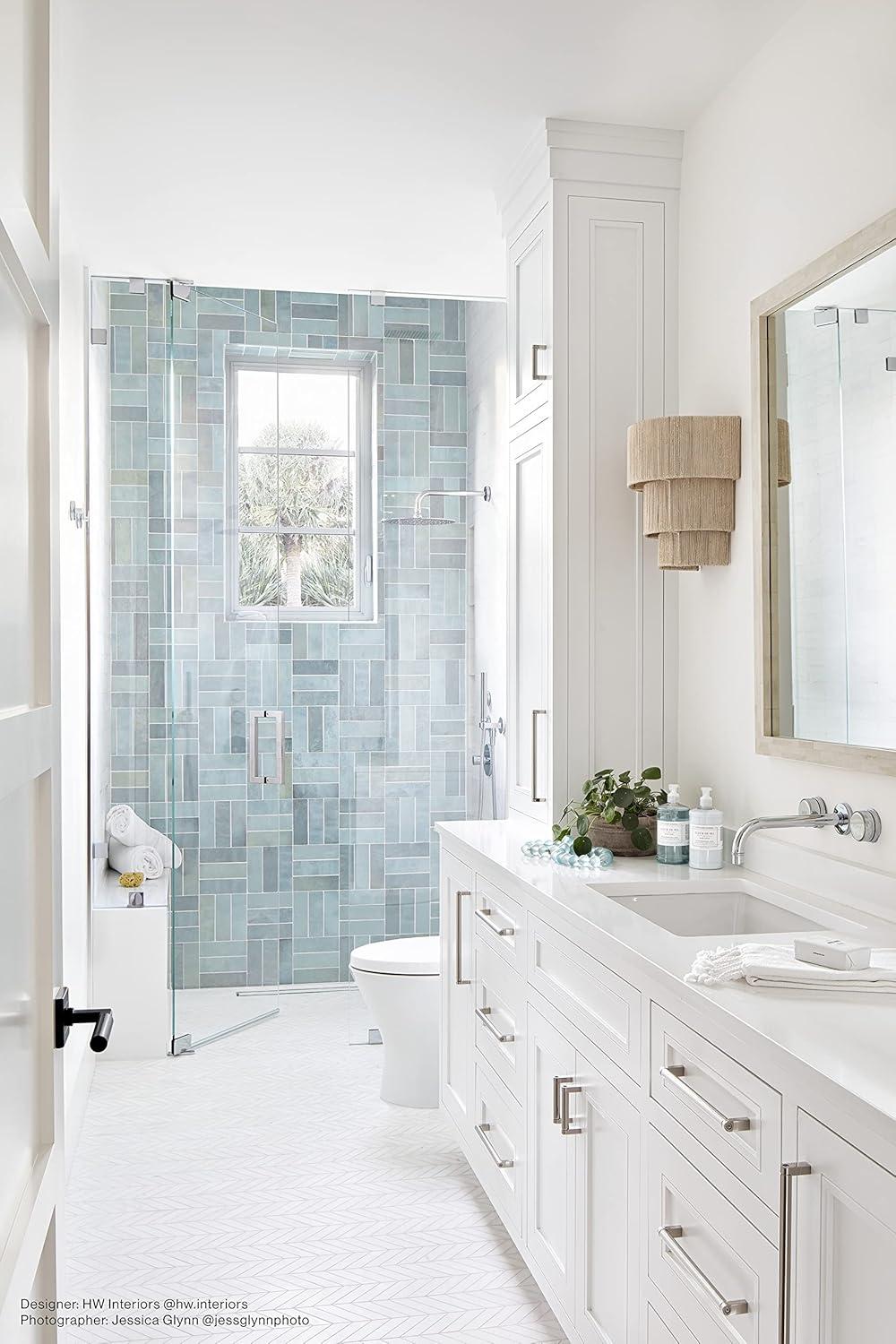 Bedrosians Cloe Rectangle Gloss Ceramic Tile 3 x 8, Baby Blue (10.64 sq. ft./Case)