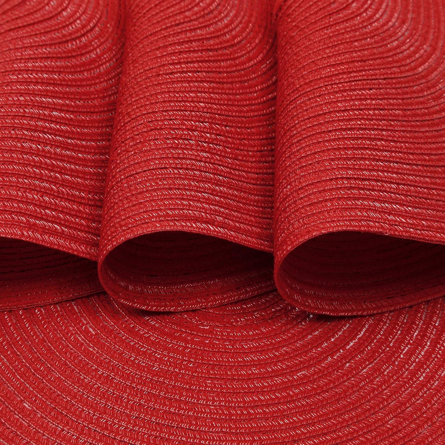 Round Woven Placemats, 4 Pcs, 15" Braided Woven Placemats, Attractive Kitchen Place Mats, Round Placemats as Table Mat (Red)