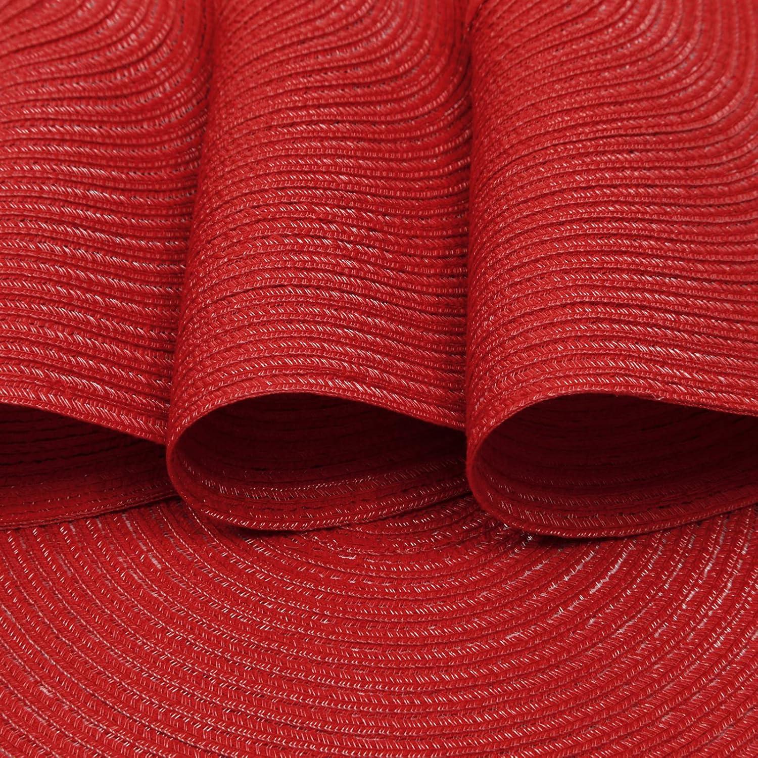 Round Woven Placemats, 4 Pcs, 15" Braided Woven Placemats, Attractive Kitchen Place Mats, Round Placemats as Table Mat (Red)