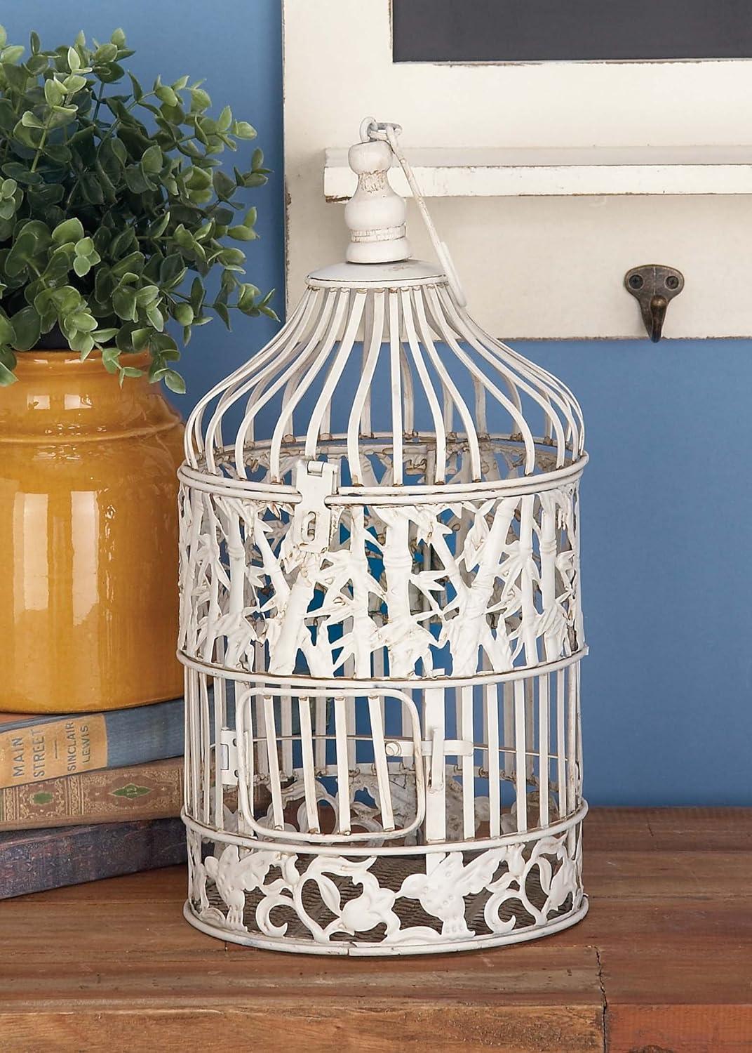 15"H Iron Bird House - White - Olivia & May: Frostproof, Freestanding Outdoor Garden Decor, No Assembly Required