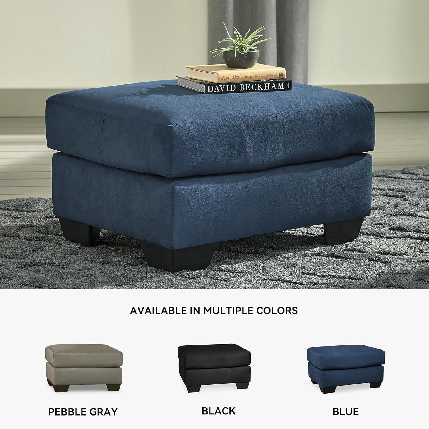 Signature Design by Ashley Contemporary Darcy Ottoman Microfiber Blue