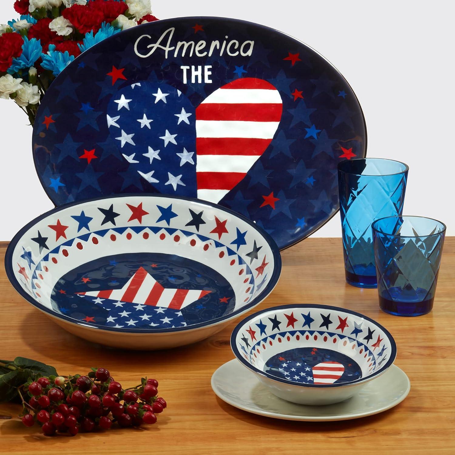 Certified International  Stars & Stripes 9" Melamine Salad/Dessert Plates, Set of 6 - 9" Dia
