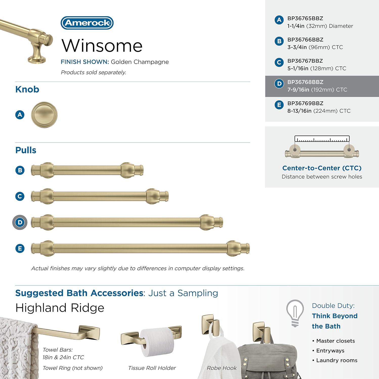 Winsome 7 9/16" Center To Center Bar Pull