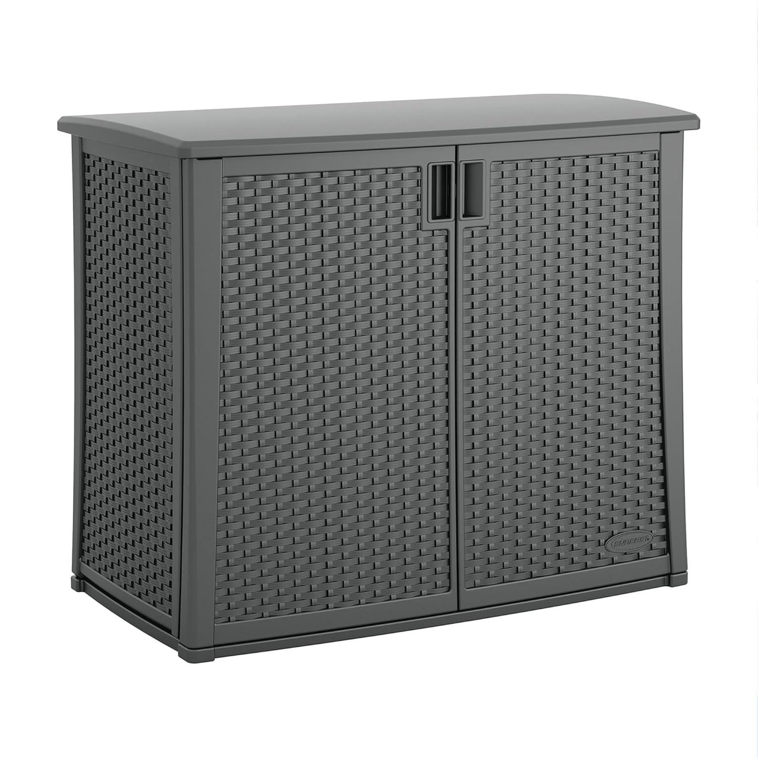 Suncast Suncast 97 Gallon Resin Lockable Cabinet Deck Box in Gray