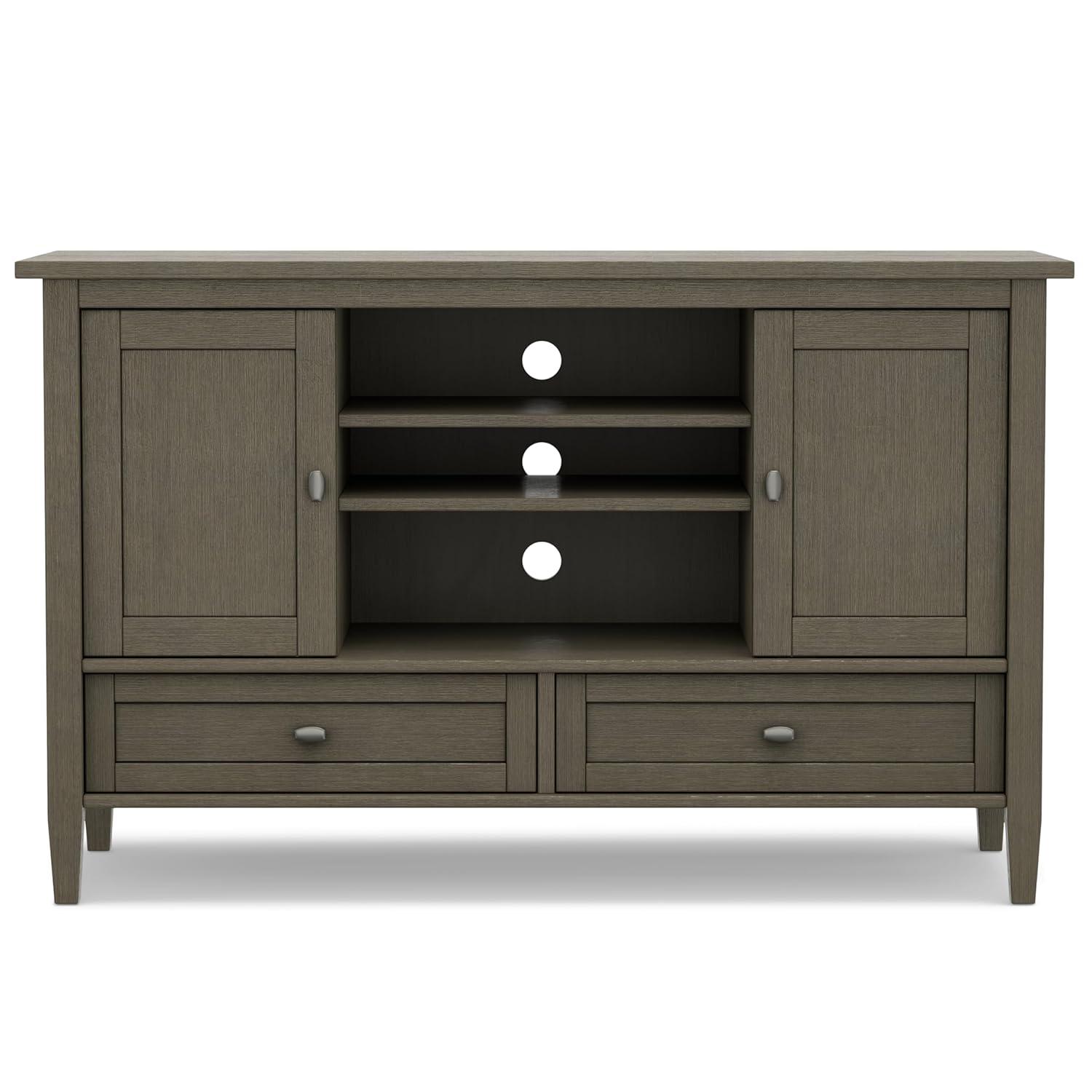 Simpli Home Warm Shaker 47"W Solid Wood TV Stand for TVs up to 55" with 2 Storage Cabinets and 2 Drawers