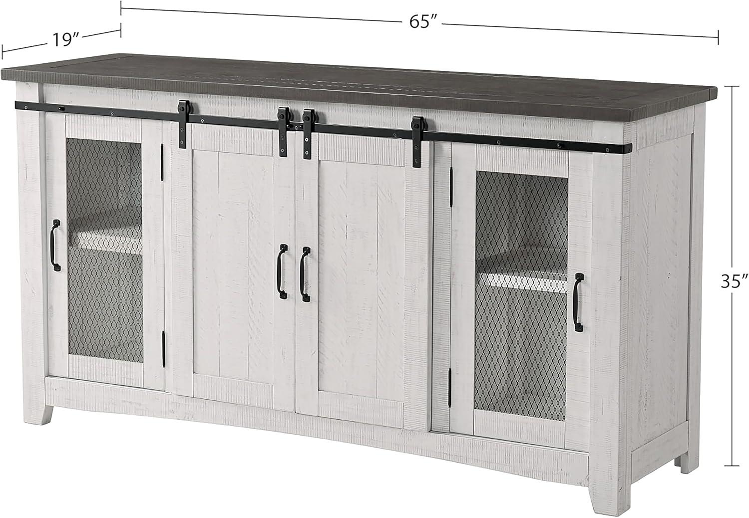 Martin Svensson Home Hampton Solid Wood TV Stand White Stain with Grey Stain Top