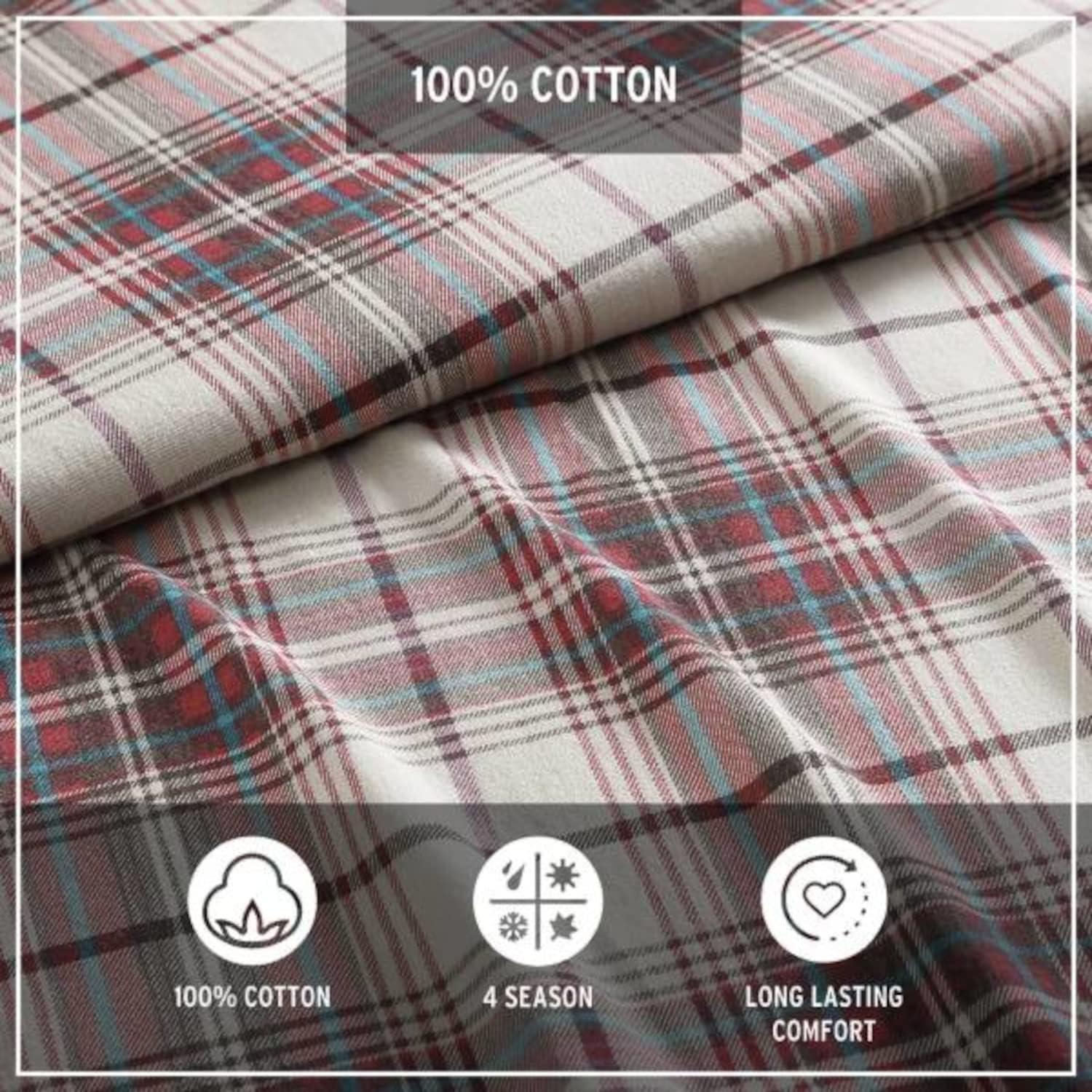 Eddie Bauer Flannel Sheet Set, King, Montlake Plaid