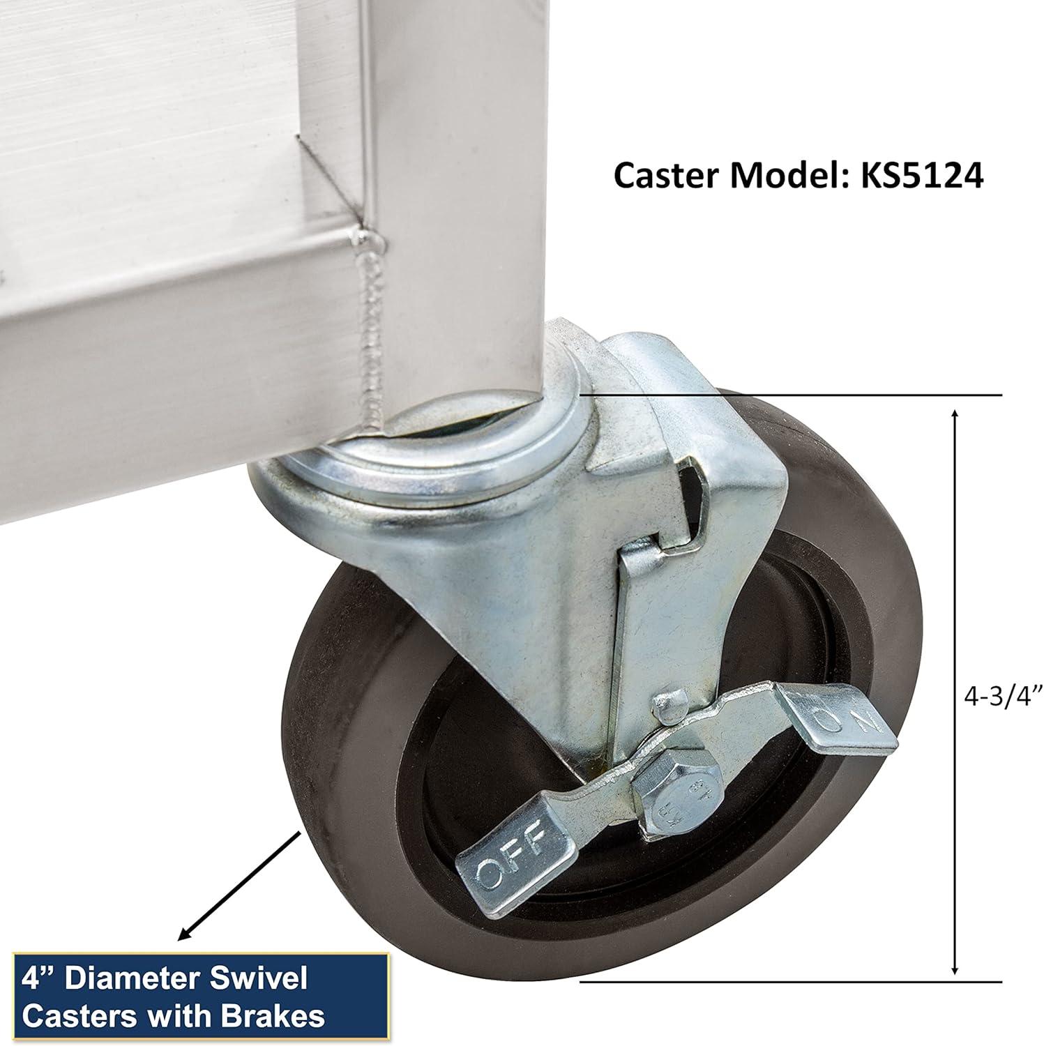 GSW C-32K GSW Stainless Steel Solid 1-Inch Tubular Utility Cart with 5-Inch Swivel Casters, NSF Approved