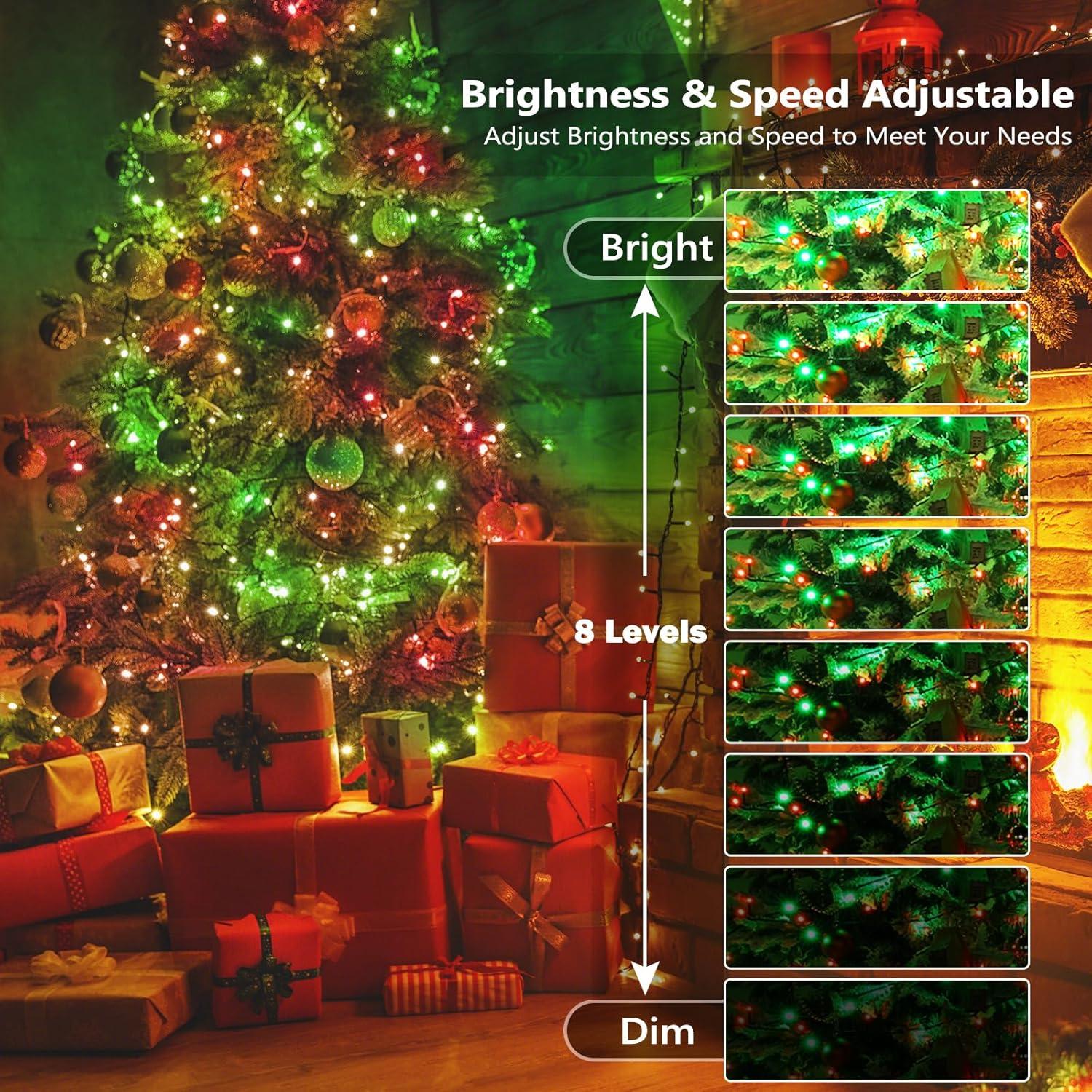 Brizlabs Rgb Xmas Tree Light, 33Ft 100 Led Color Changing Christmas Lights Unique Dual Color Usb Powered String Lights With Remote, Indoor Outdoor Twinkle Lights For Room Christmas Party Wedding Decor