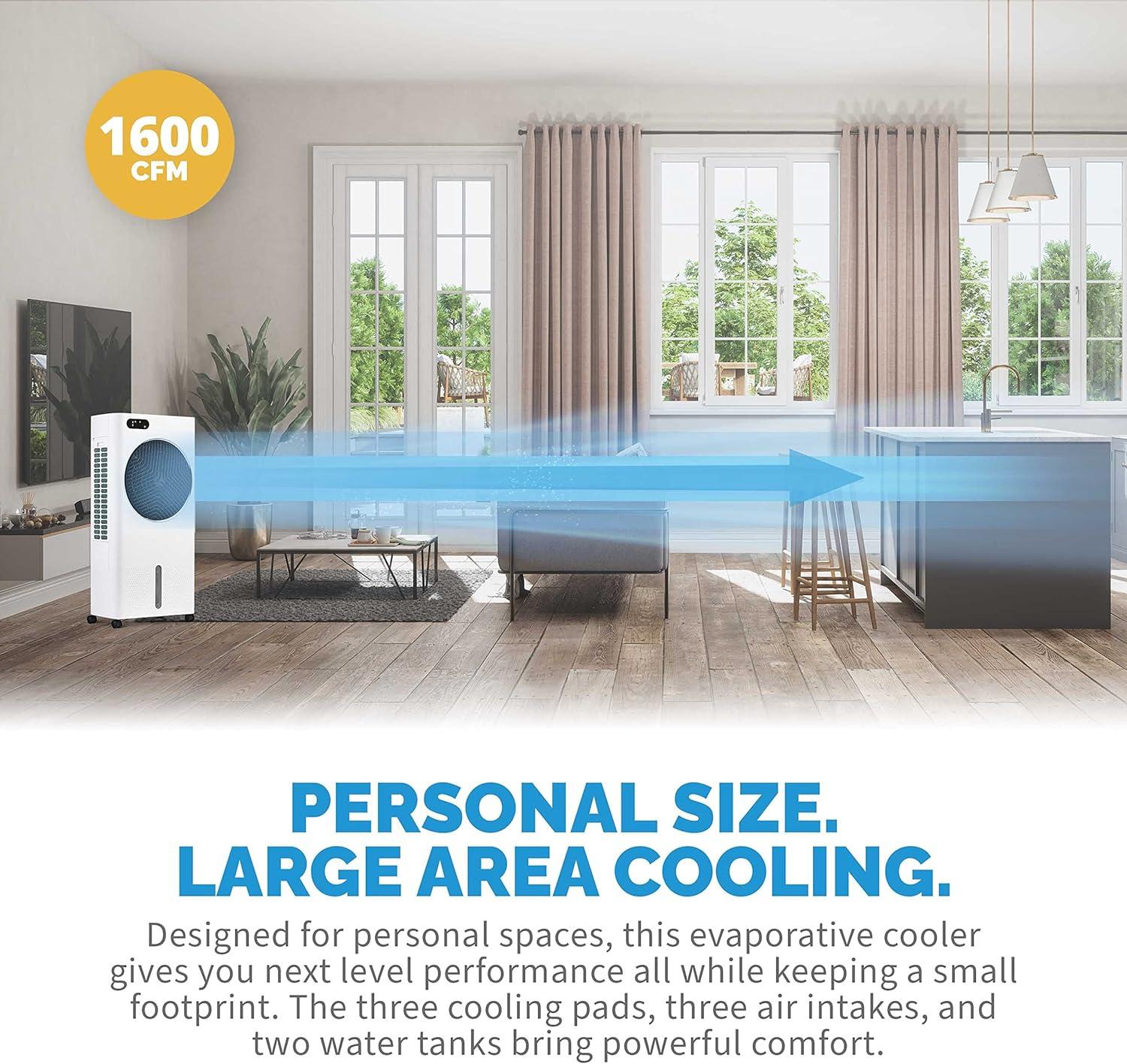 Newair Newair Evaporative Air Cooler and Portable Cooling Fan, 1600 CFM, Remote Control and Timer