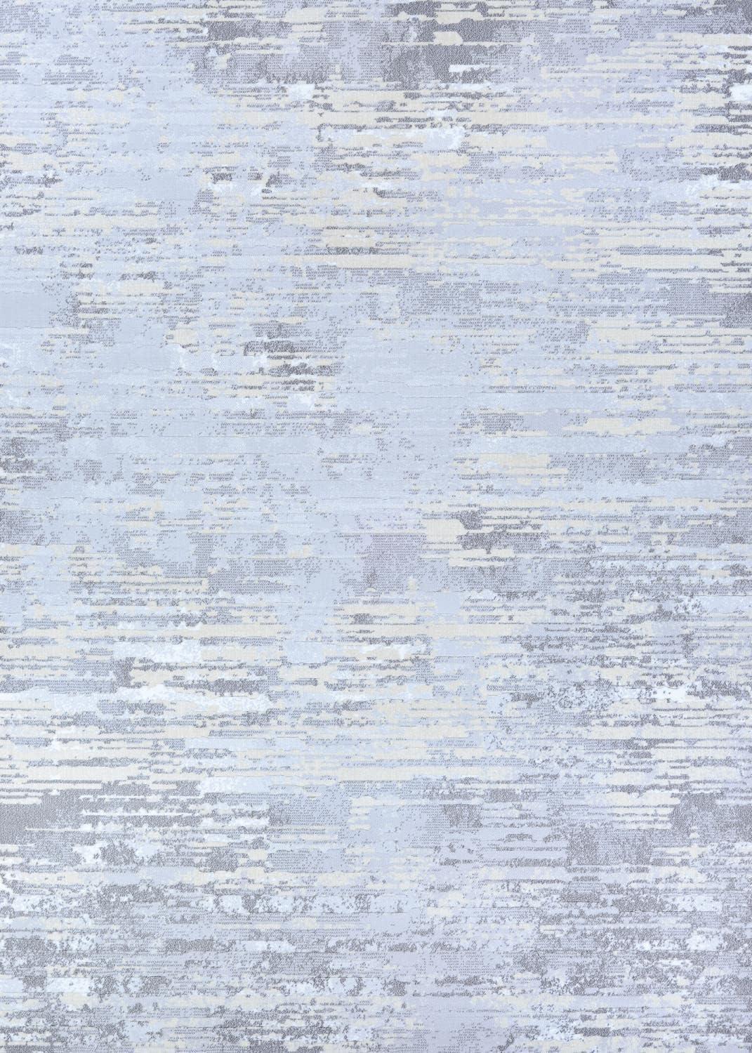 Light Grey and Champagne Abstract Wool Synthetic Area Rug 2' x 3'11"