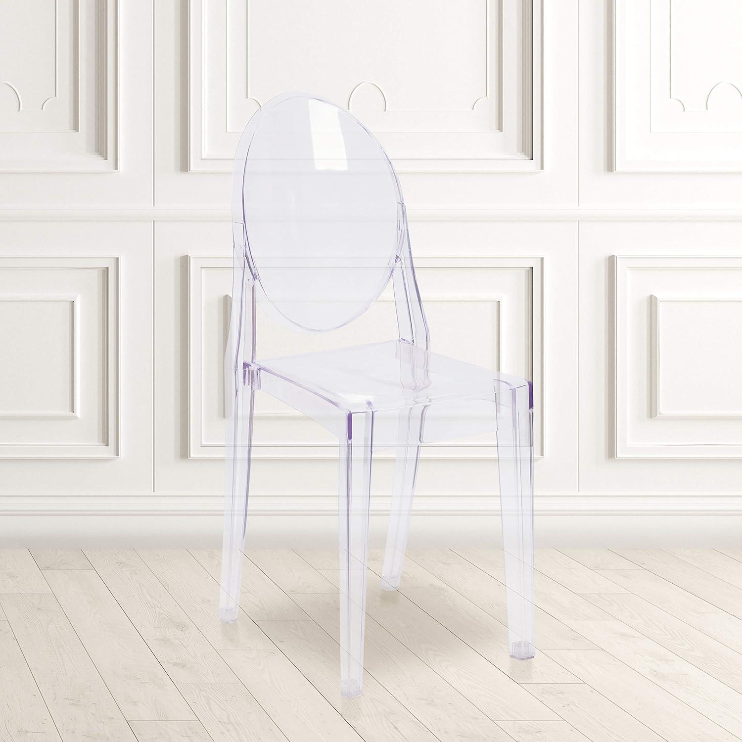 Flash Furniture Cheryl Indoor/Outdoor Ghost Side Chair, Transparent Crystal