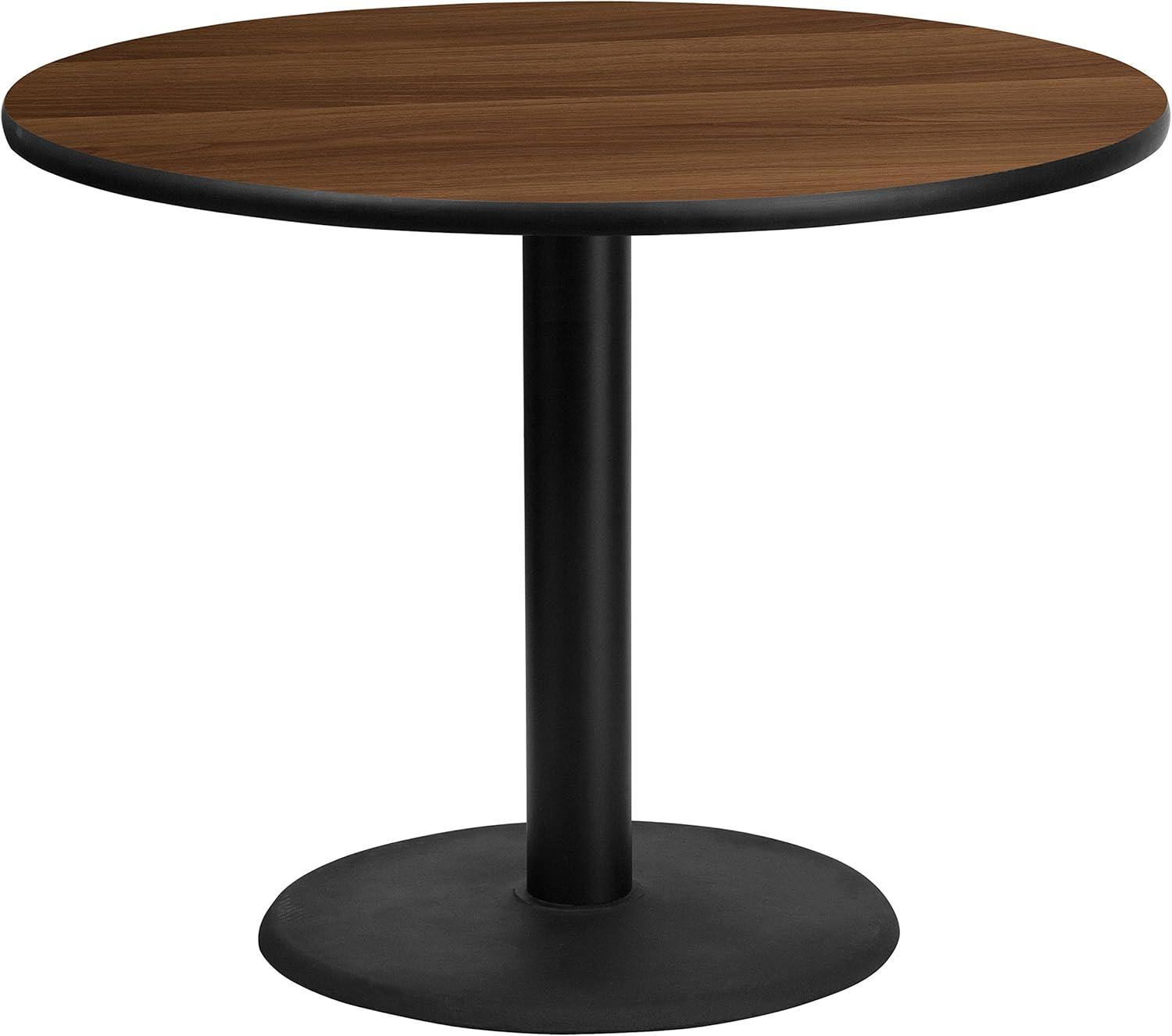 Contemporary 42'' Round Walnut Laminate Dining Table