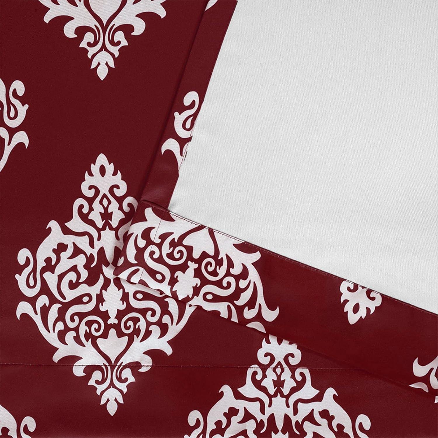 Set of 2 84"x52" Medallion Blackout Thermal Grommet Top Window Curtain Panels Burgundy: Polyester, Indoor Use