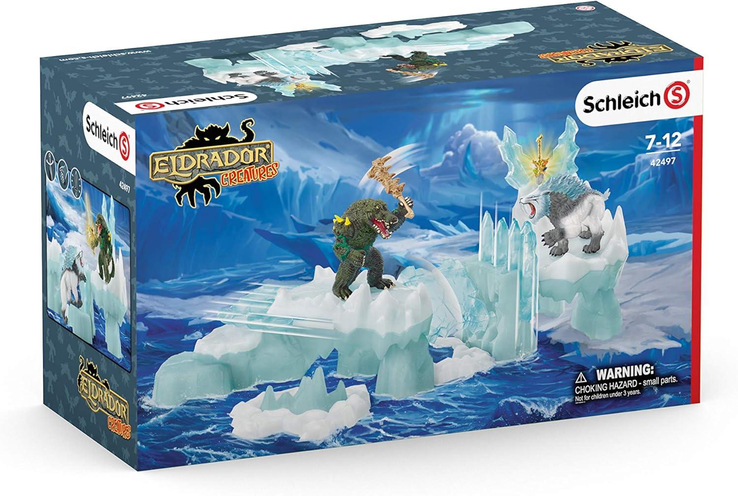 Schleich Eldrador Creatures, Mythical Creatures Toys for Kids, Attack on Ice Fortress Set with Ice Monster and Jungle Monster Action Figures, Ages 7+