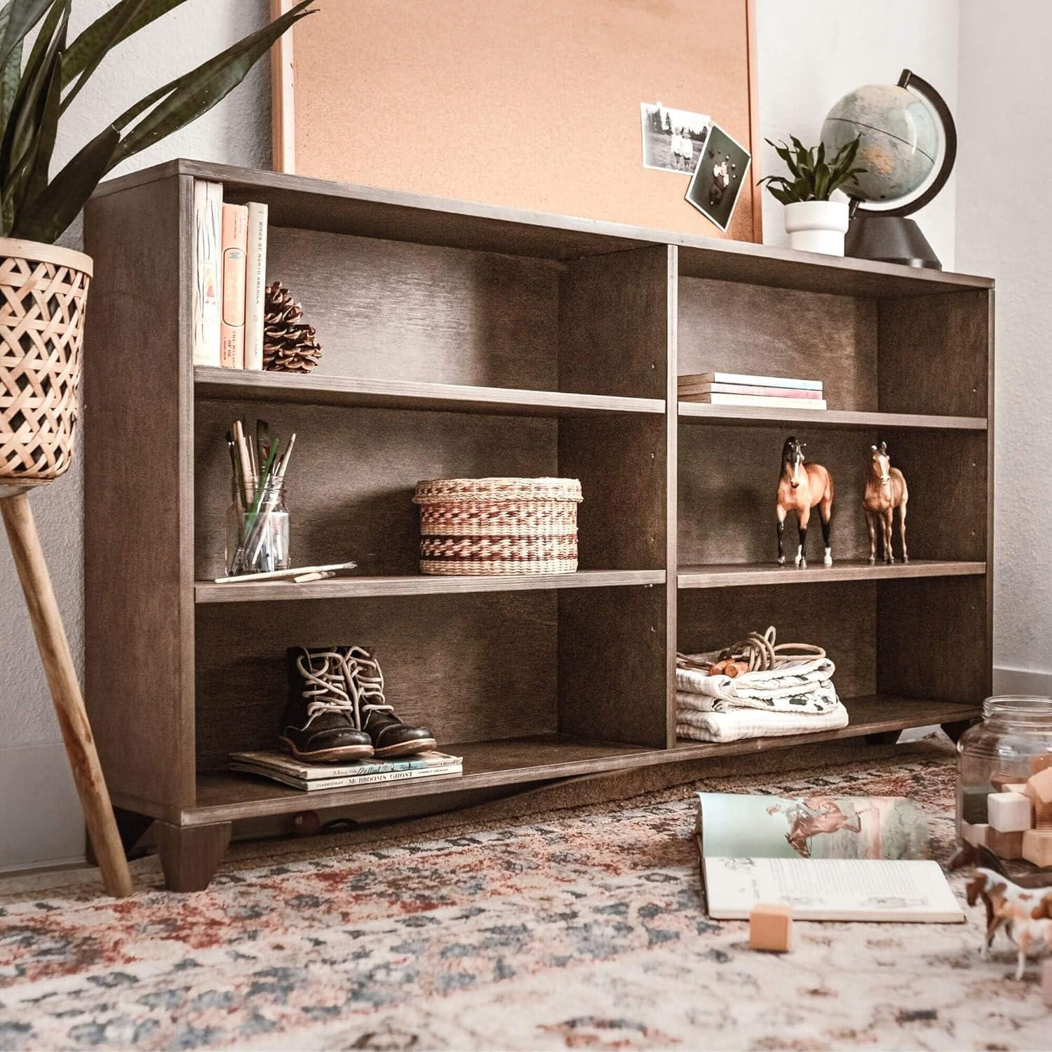 Max & Lily Classic 6-Shelf Bookcase, Solid Wood Bookcase for Kids Bedroom/Playroom, Clay